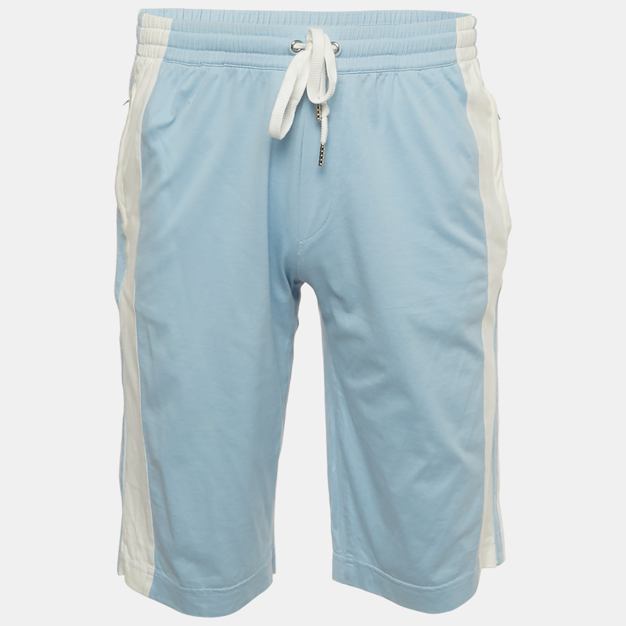 

Dolce & Gabbana Blue Striped Cotton Jersey Shorts S, White