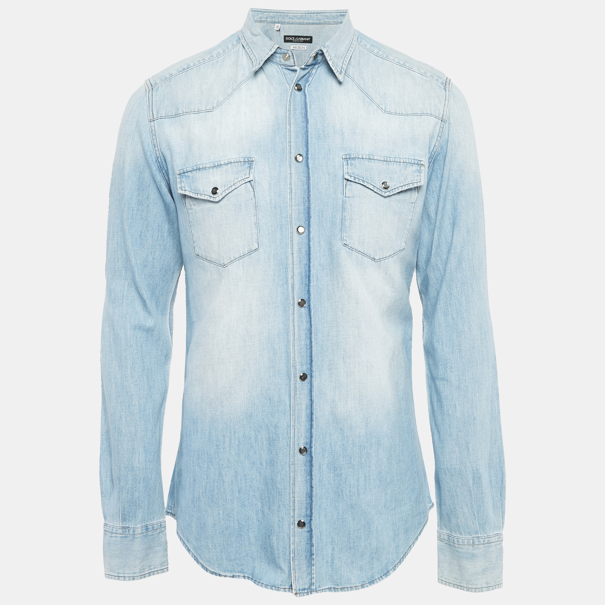 

Dolce & Gabbana Blue Denim Button Front Shirt L
