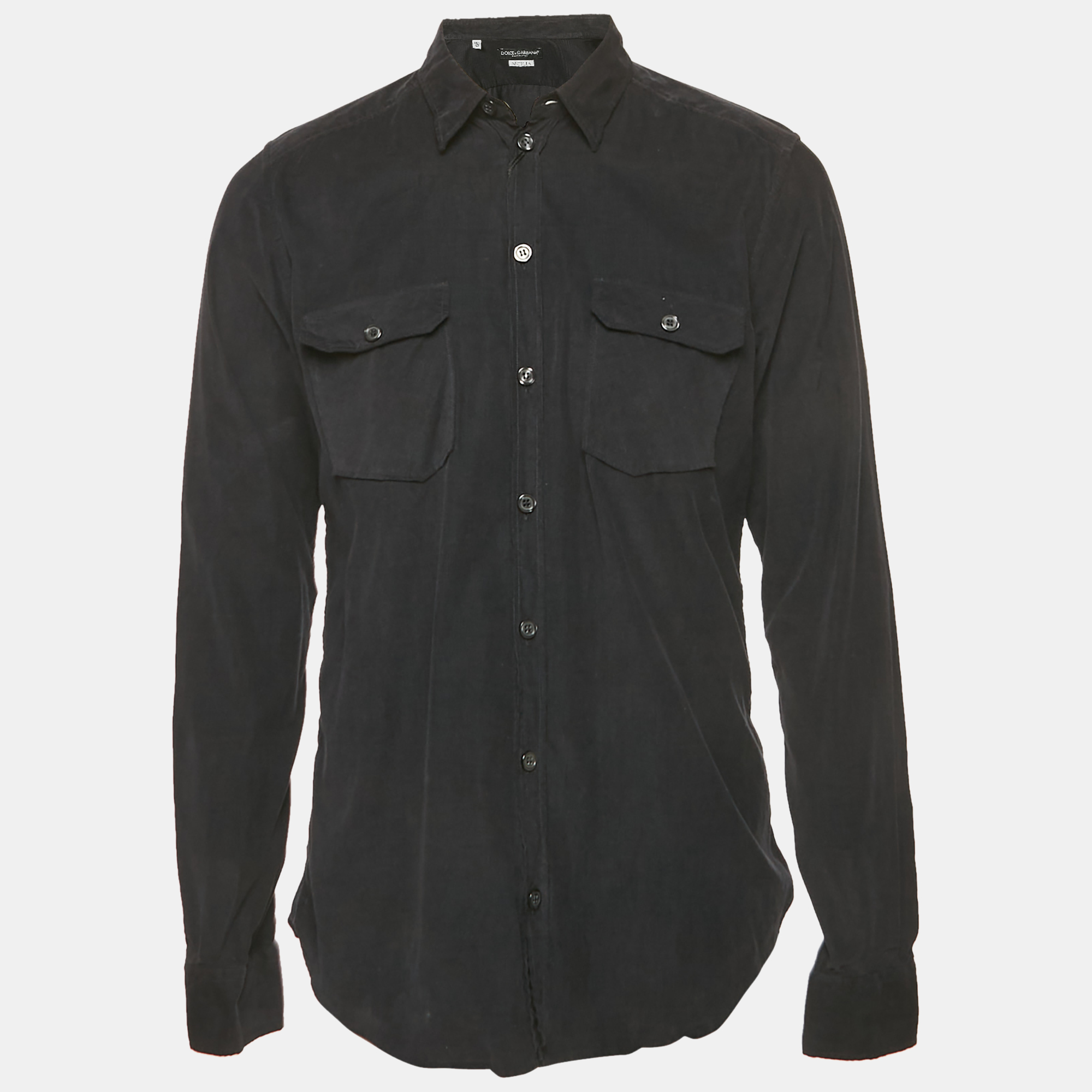 Dolce & Gabbana Black Corduroy Silica Shirt XL