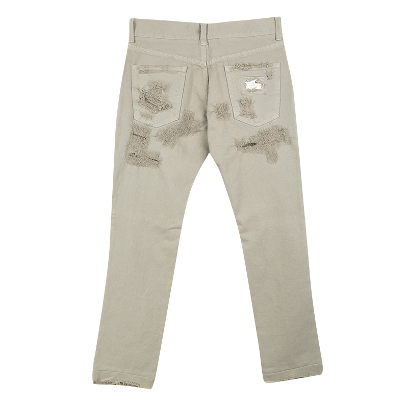 

Dolce & Gabbana 14 Gold Beige Distressed Ripped Jeans