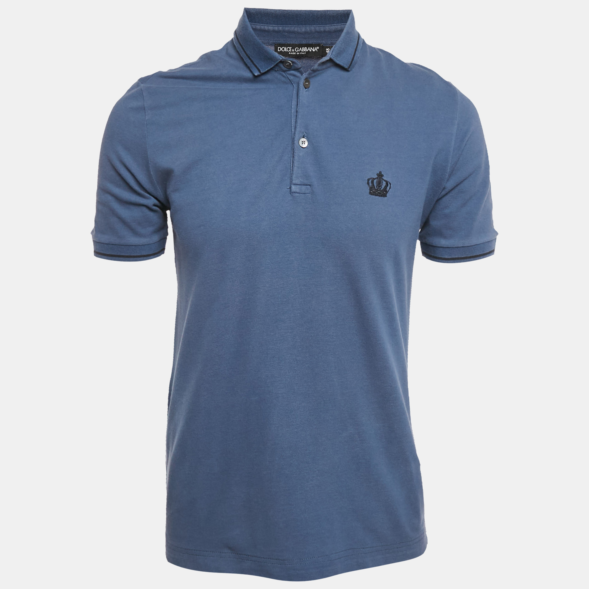 

Dolce & Gabbana ark Blue Cotton Pique Polo T-Shirt M
