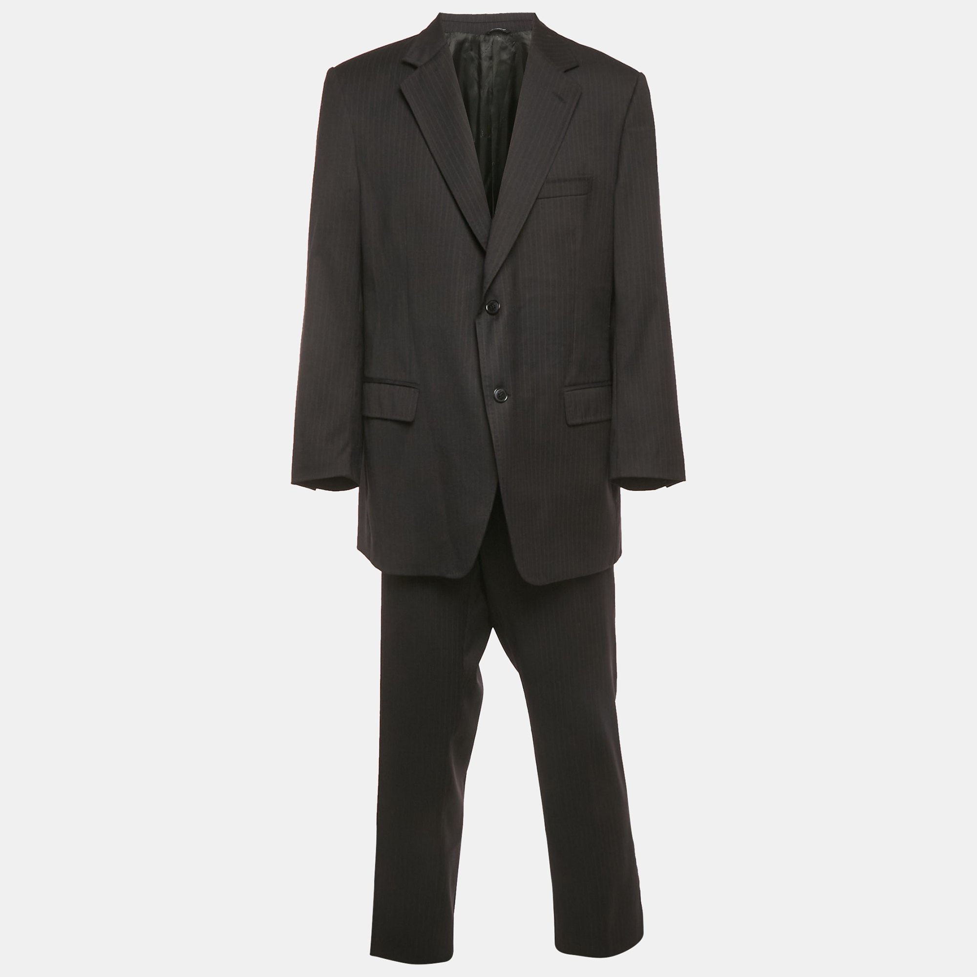 Pre-owned Dolce & Gabbana Brown Striped Wool Single Breasted Suit 4xl