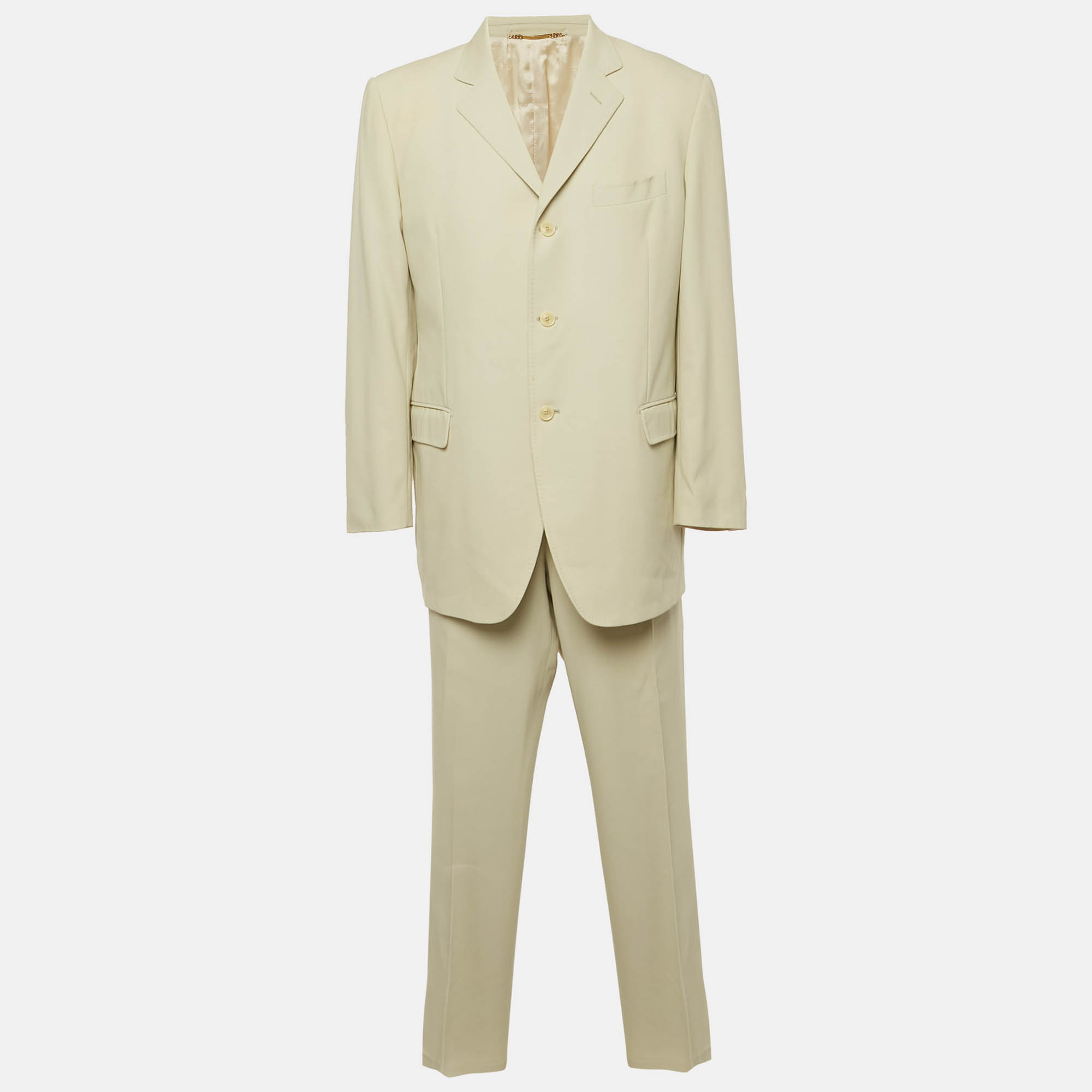 

Dolce & Gabbana Cream Gabardine Regular Suit XXXL