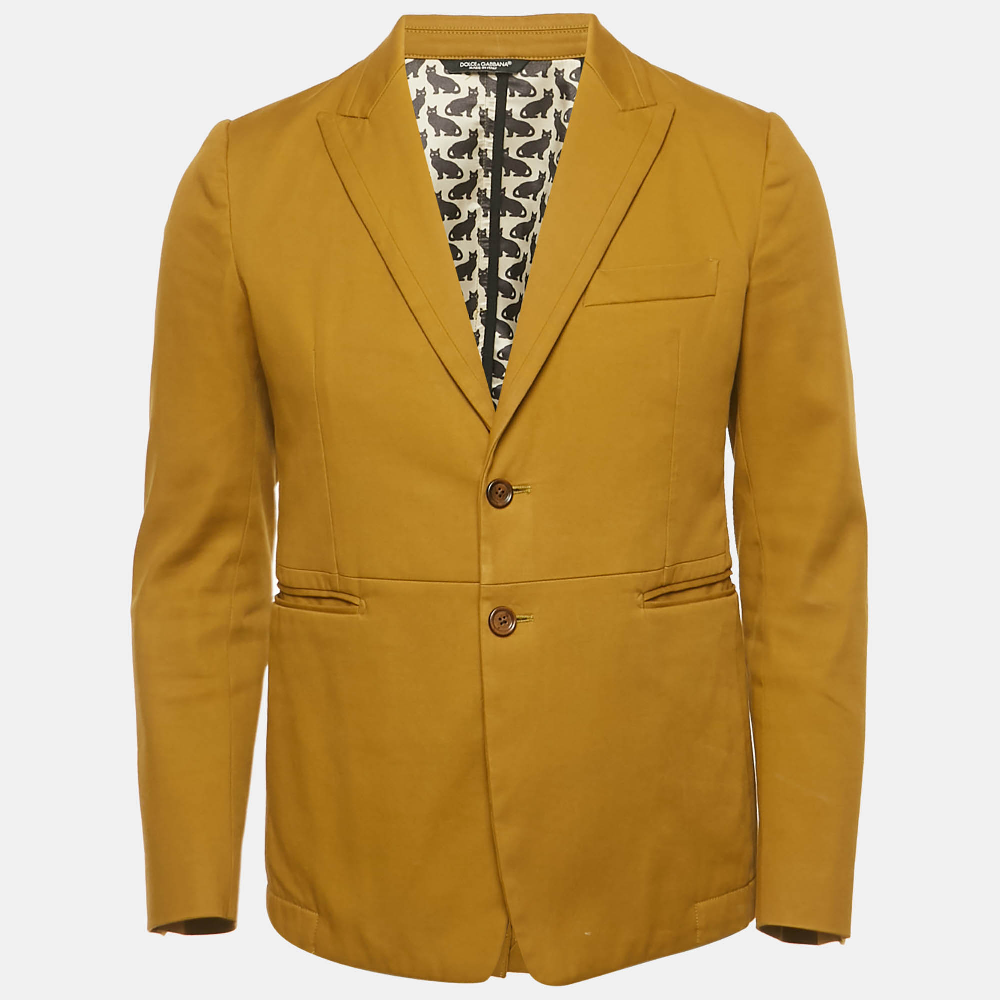 

Dolce & Gabbana Mustard Yellow Cotton Single Breasted Blazer S