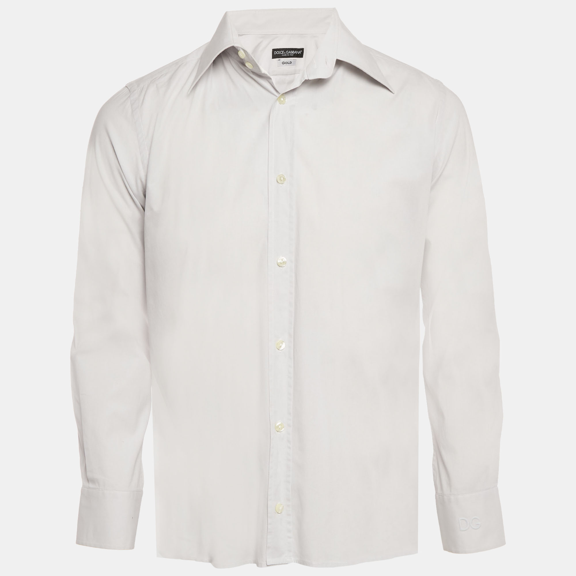 

Dolce & Gabbana Gold Grey Cotton Long Sleeve Shirt M
