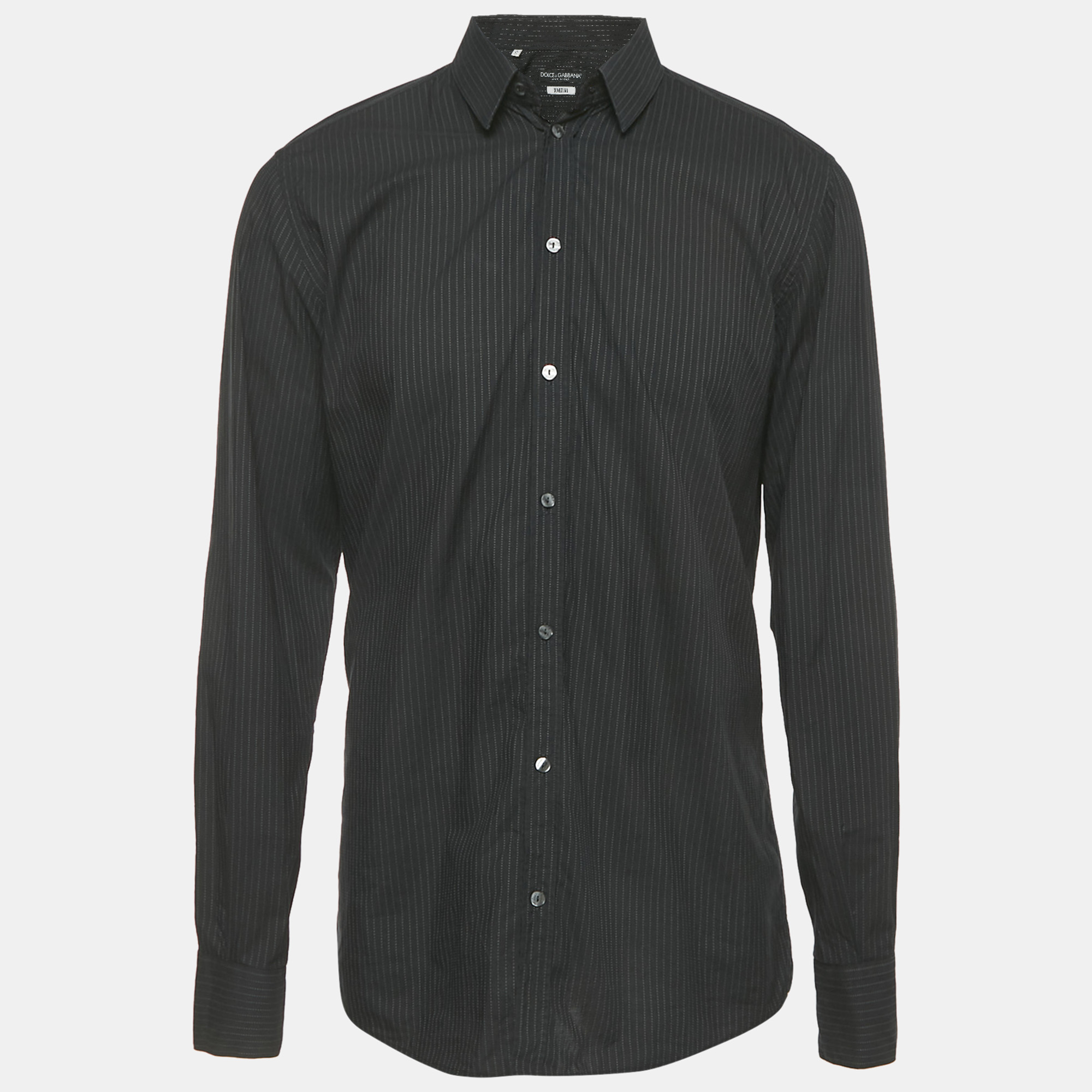 

Dolce & Gabbana Black Striped Cotton Martini Shirt L