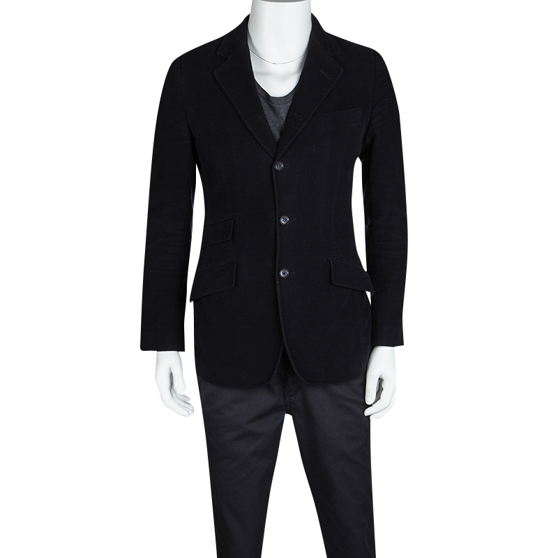 

Dolce & Gabbana Navy Blue Cotton Tailored Blazer