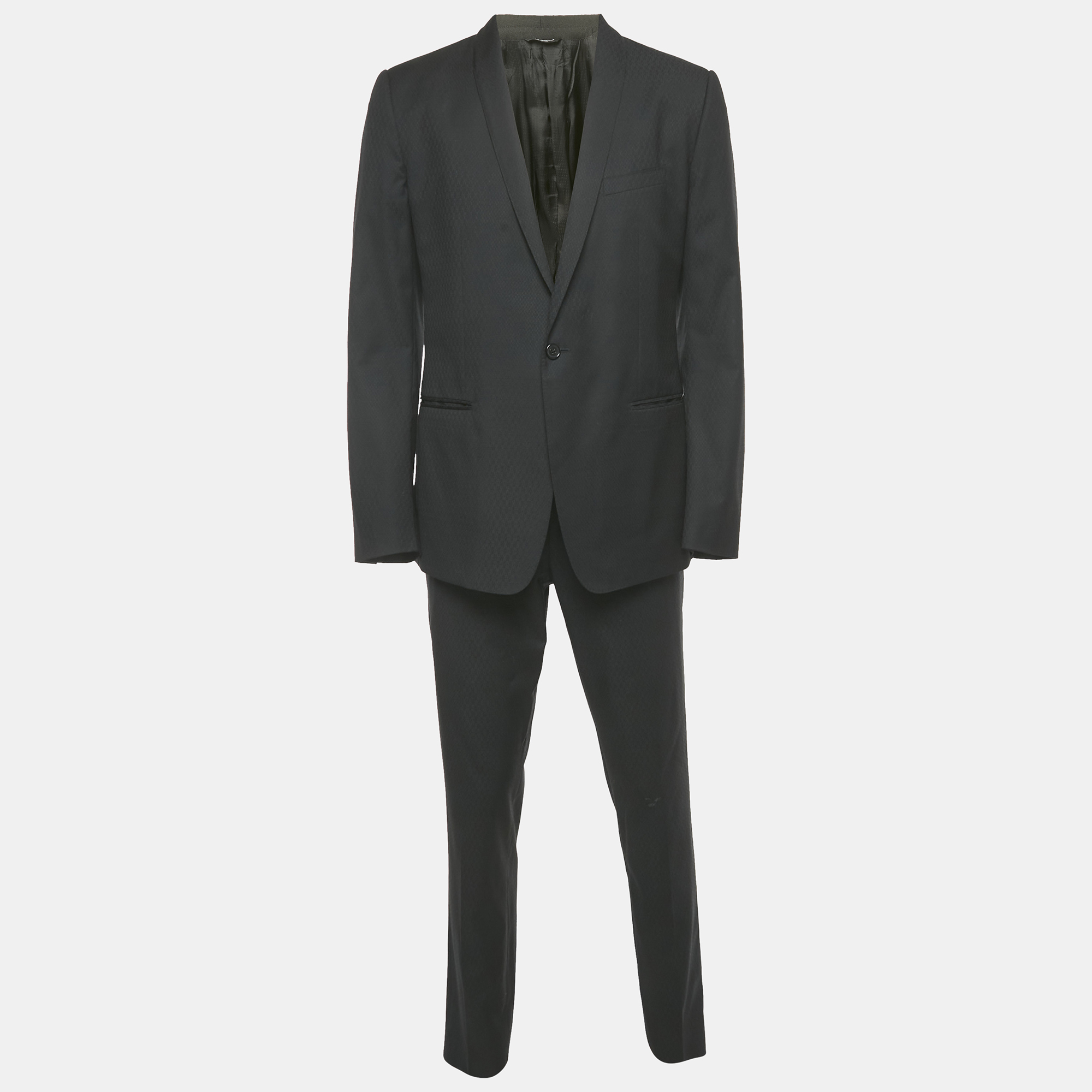 Pre-owned Dolce & Gabbana Gold Black Patterned Wool Regular Fit Blazer Xl