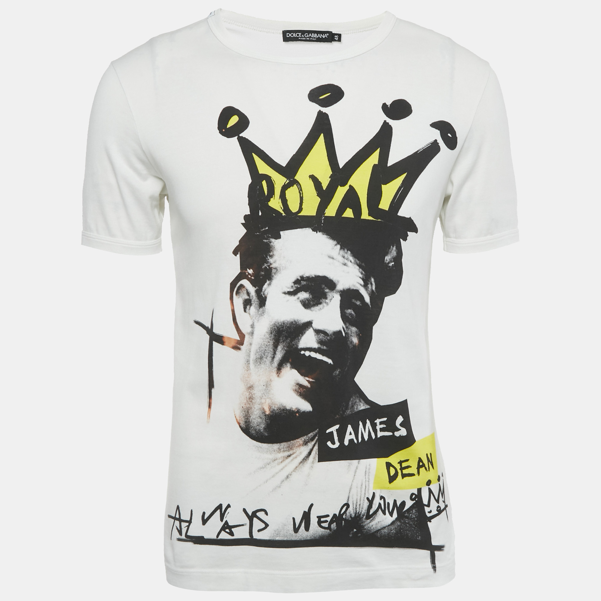 

Dolce & Gabbana White James Dean Jersey Crewneck T-Shirt M