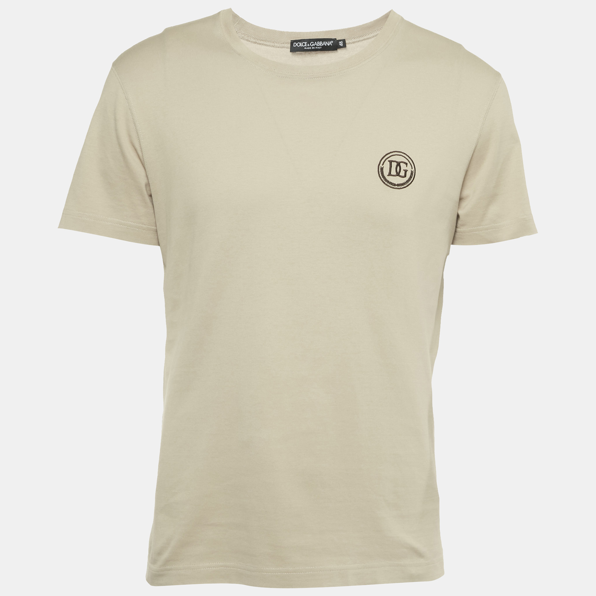 

Dolce & Gabbana Beige Logo Embroidered Jersey T-Shirt M, Burgundy