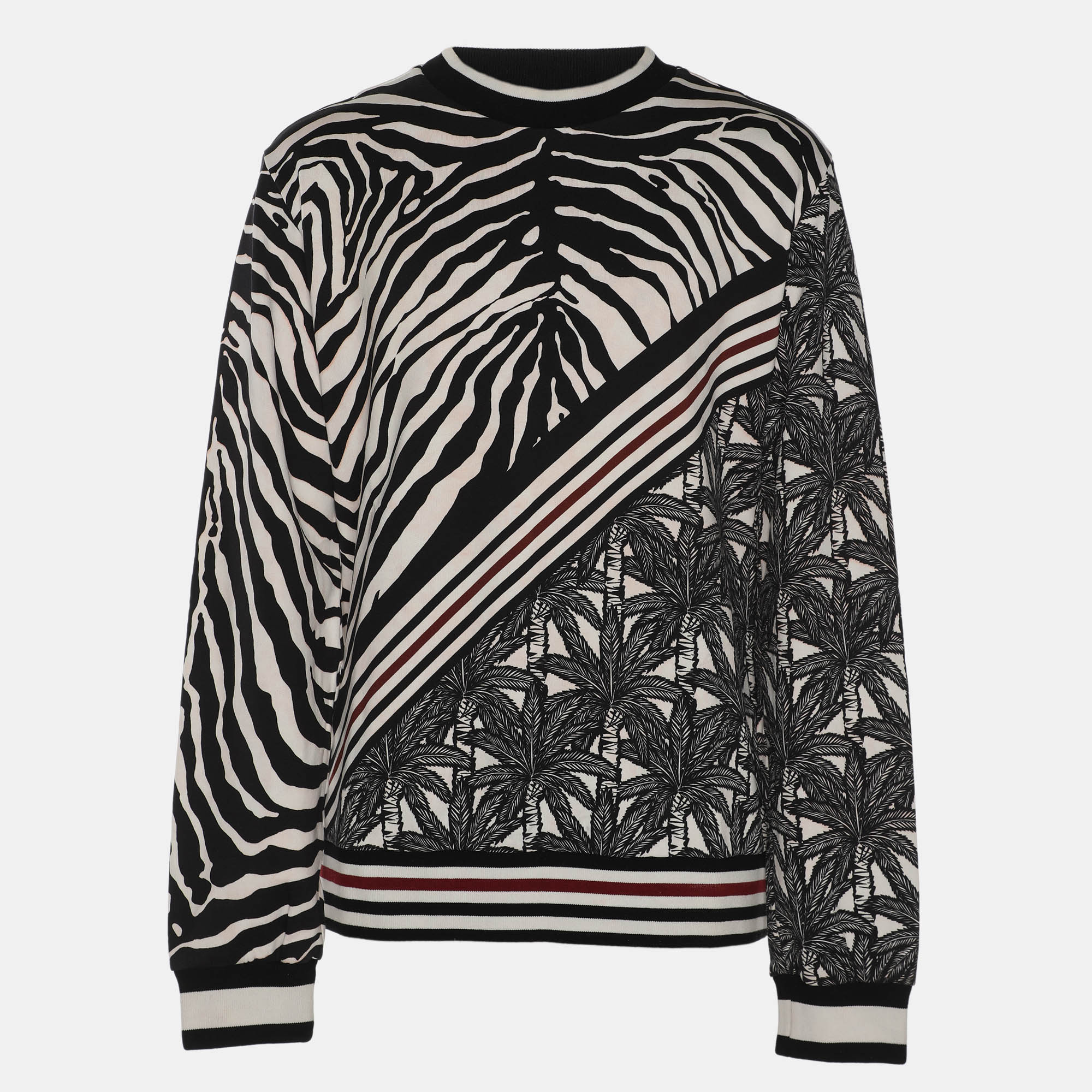 

Dolce & Gabbana White/Black Printed Knit Sweatshirt XXL