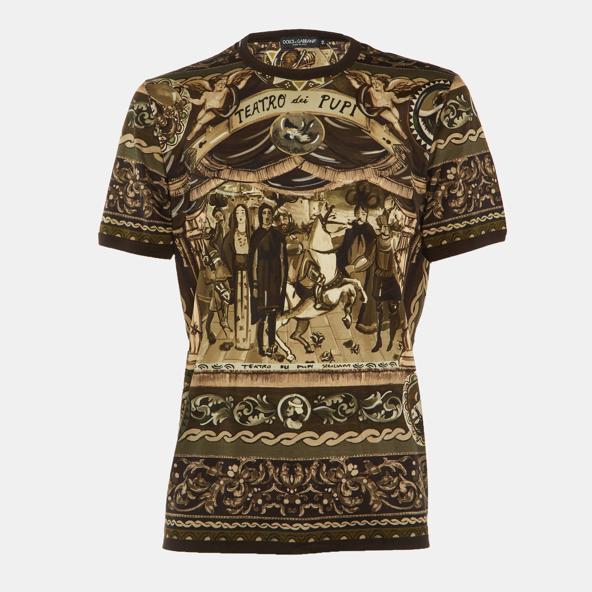 

Dolce & Gabbana Brown Teatro Dei Pupi Print Cotton T-Shirt XXXL