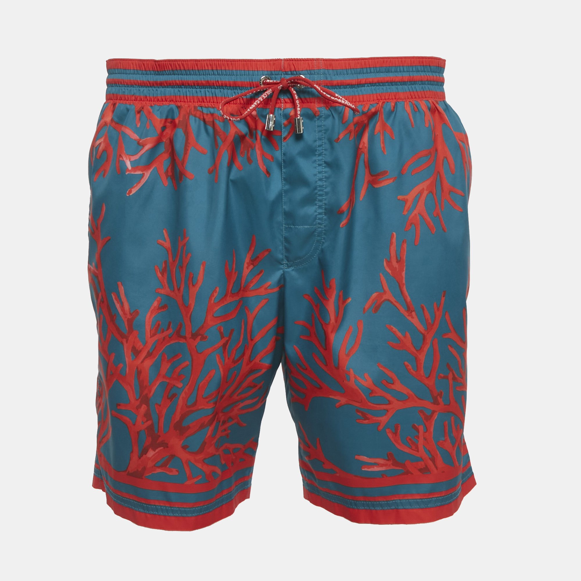 

Dolce & Gabbana Teal Printed Synthetic Swim Shorts L, Green