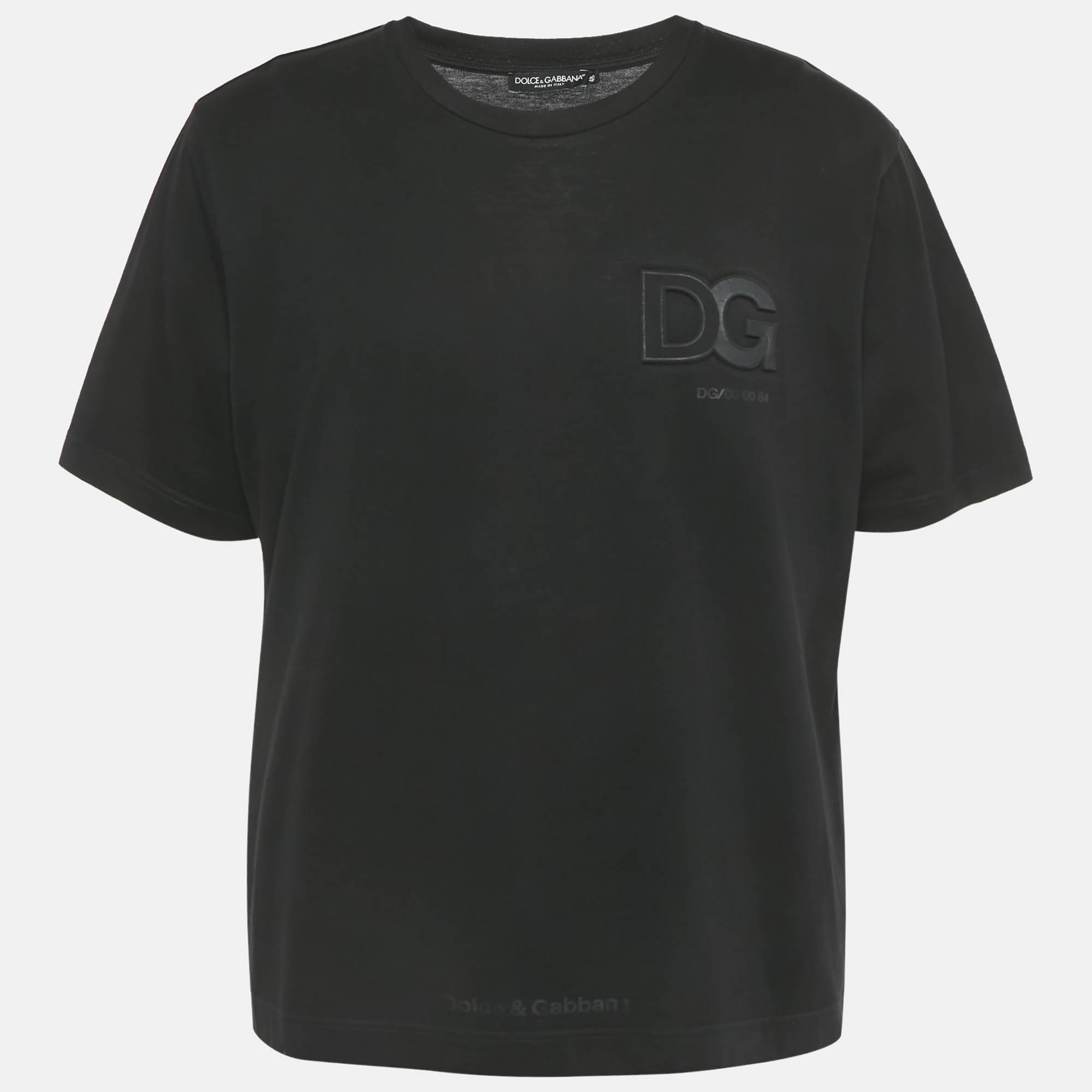 

Dolce & Gabbana Black Logo Embossed Cotton Crew Neck T-Shirt M