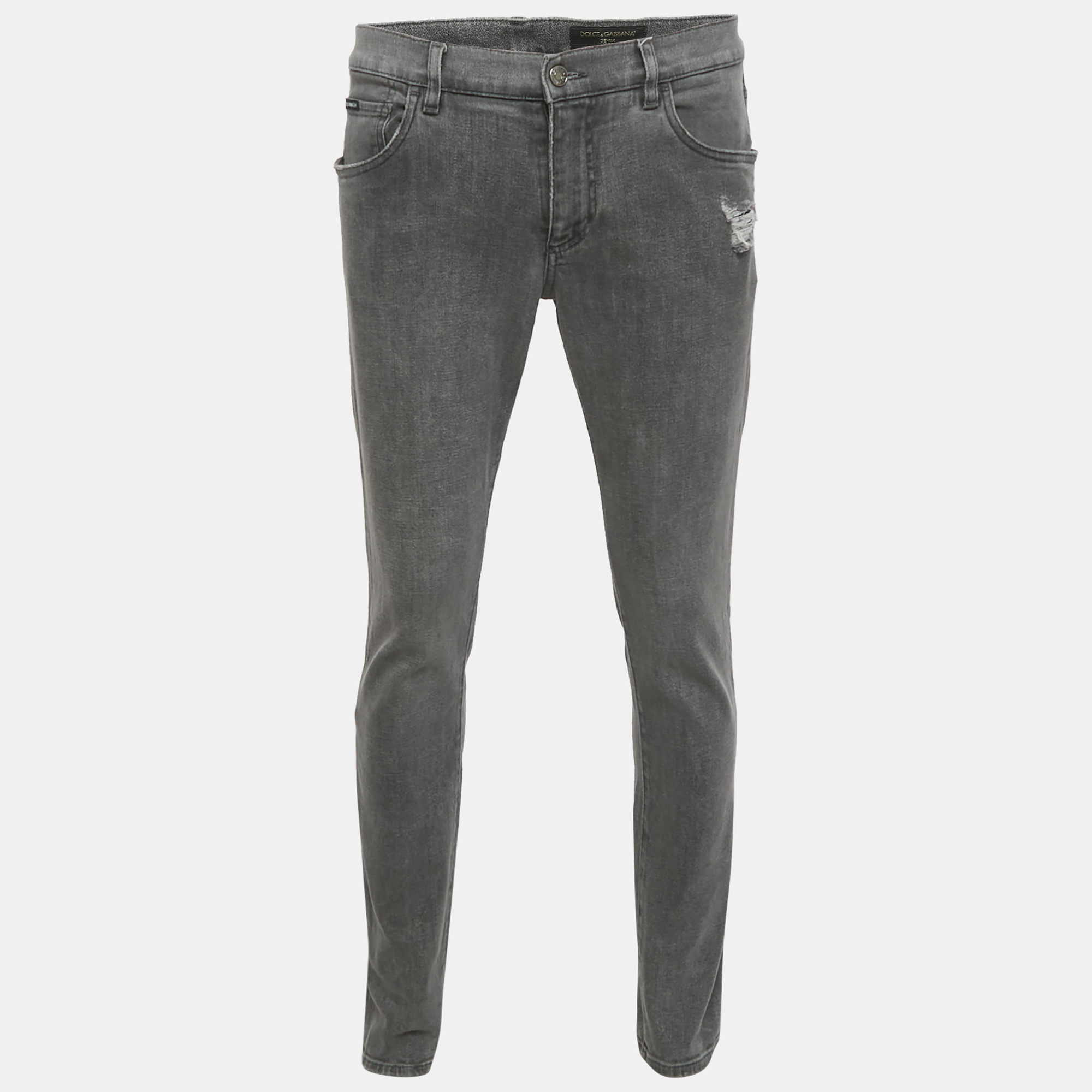 Dolce & Gabbana Grey Washed Denim Slim Fit Jeans M