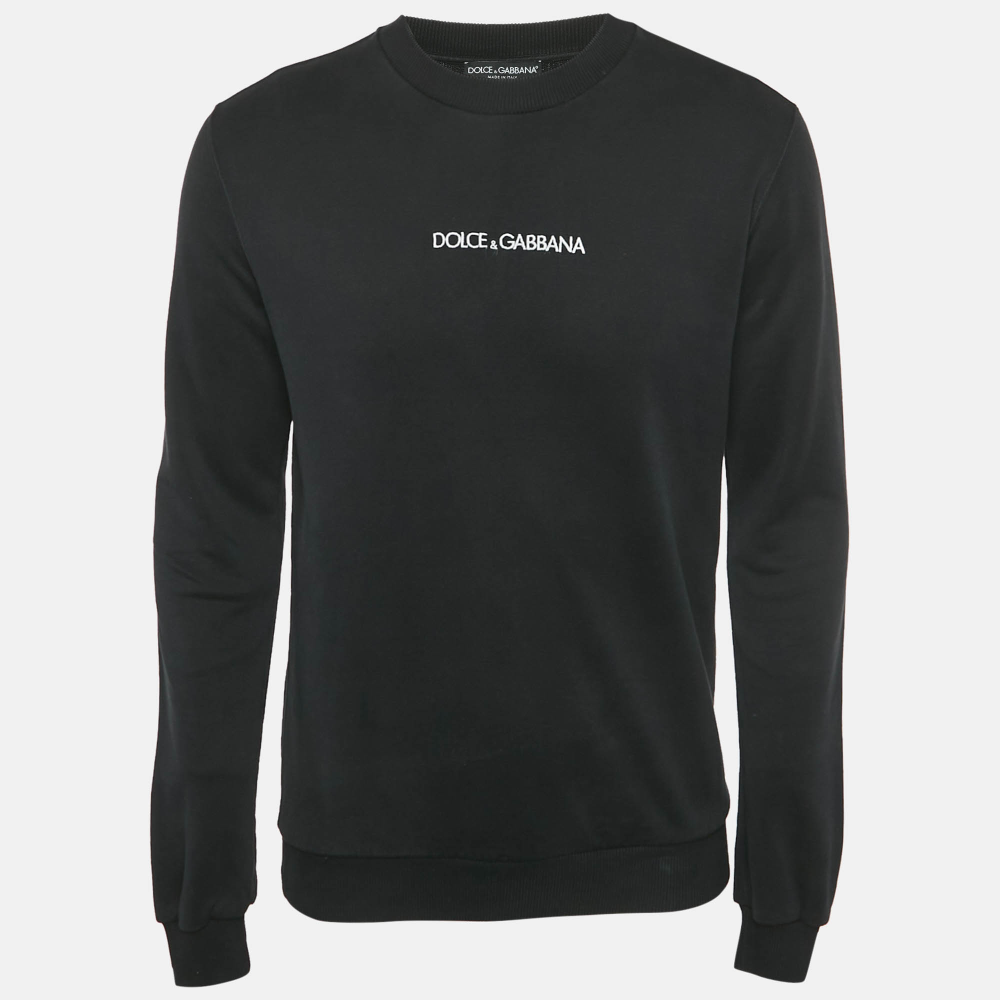 

Dolce & Gabbana Black Logo Embroidered Cotton Sweatshirt M