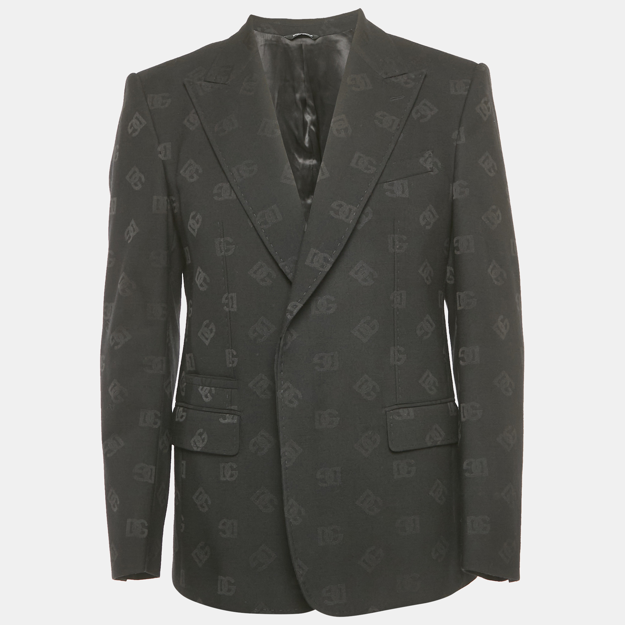 

Dolce & Gabbana Sicilia Black Monogram Wool Blend Blazer L