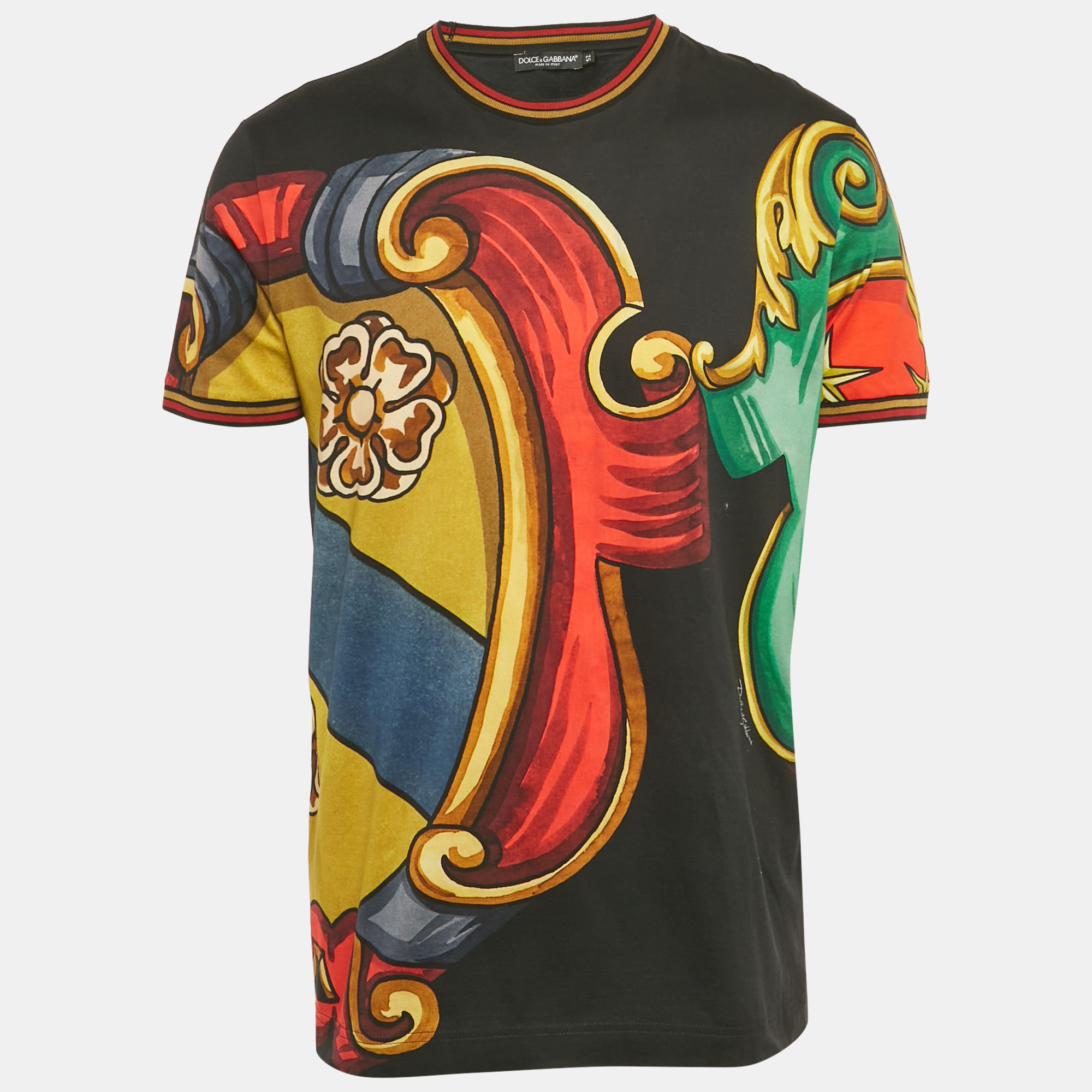 

Dolce & Gabbana Black Printed Cotton Crewneck T-Shirt XL