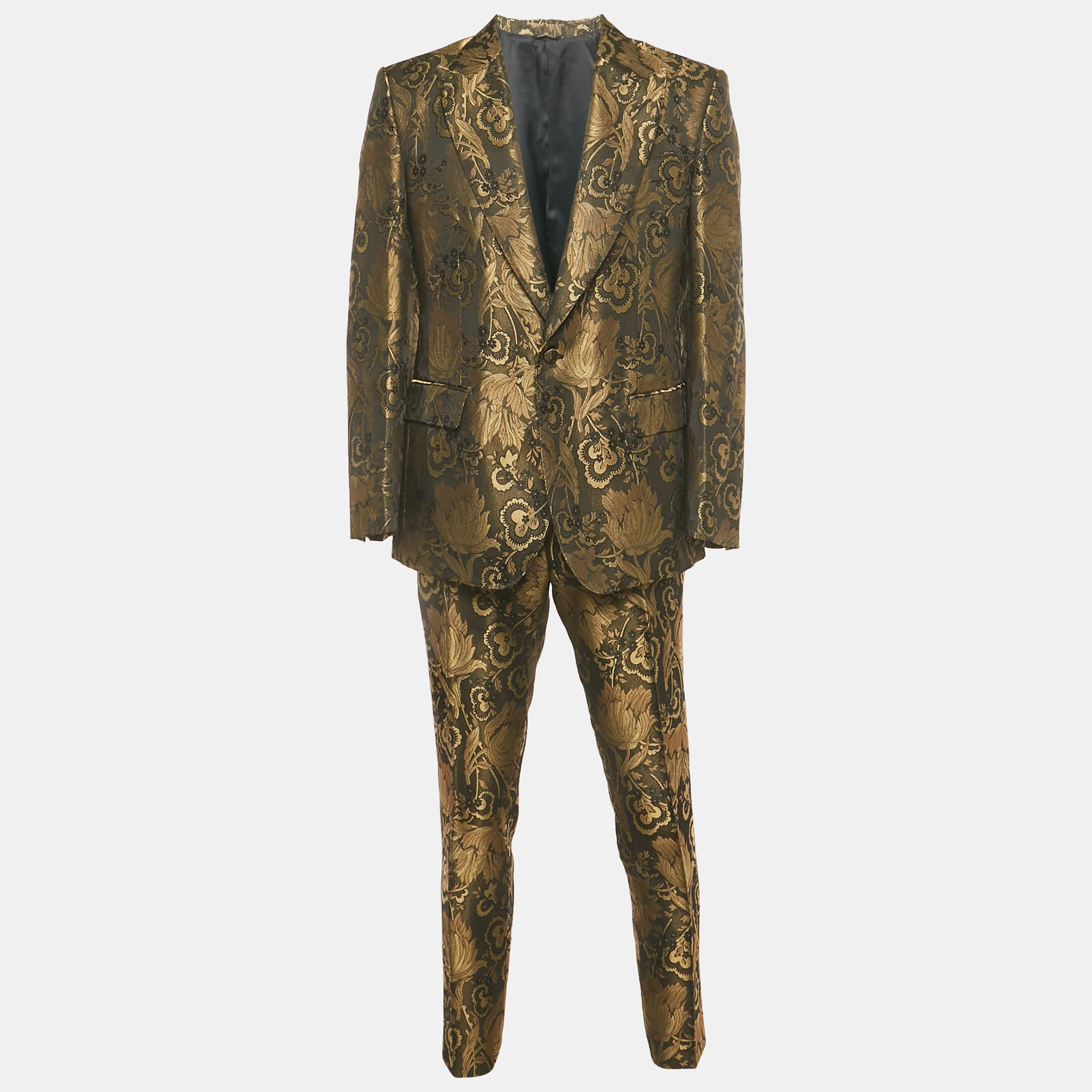 

Dolce & Gabbana Black /Gold Jacquard Blazer & Pants Suit Set XXL