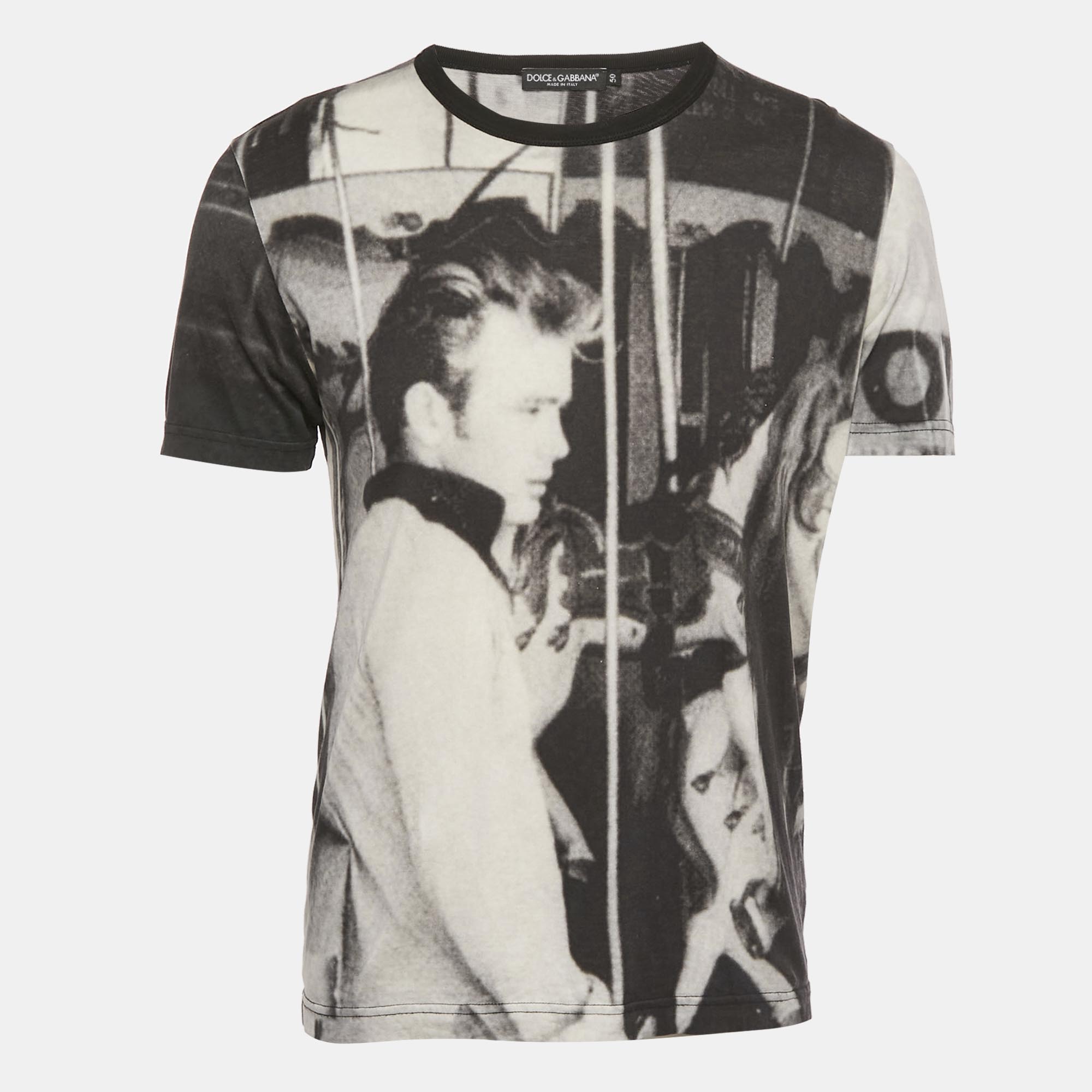 

Dolce & Gabbana Black Graphic Print Cotton T-Shirt L