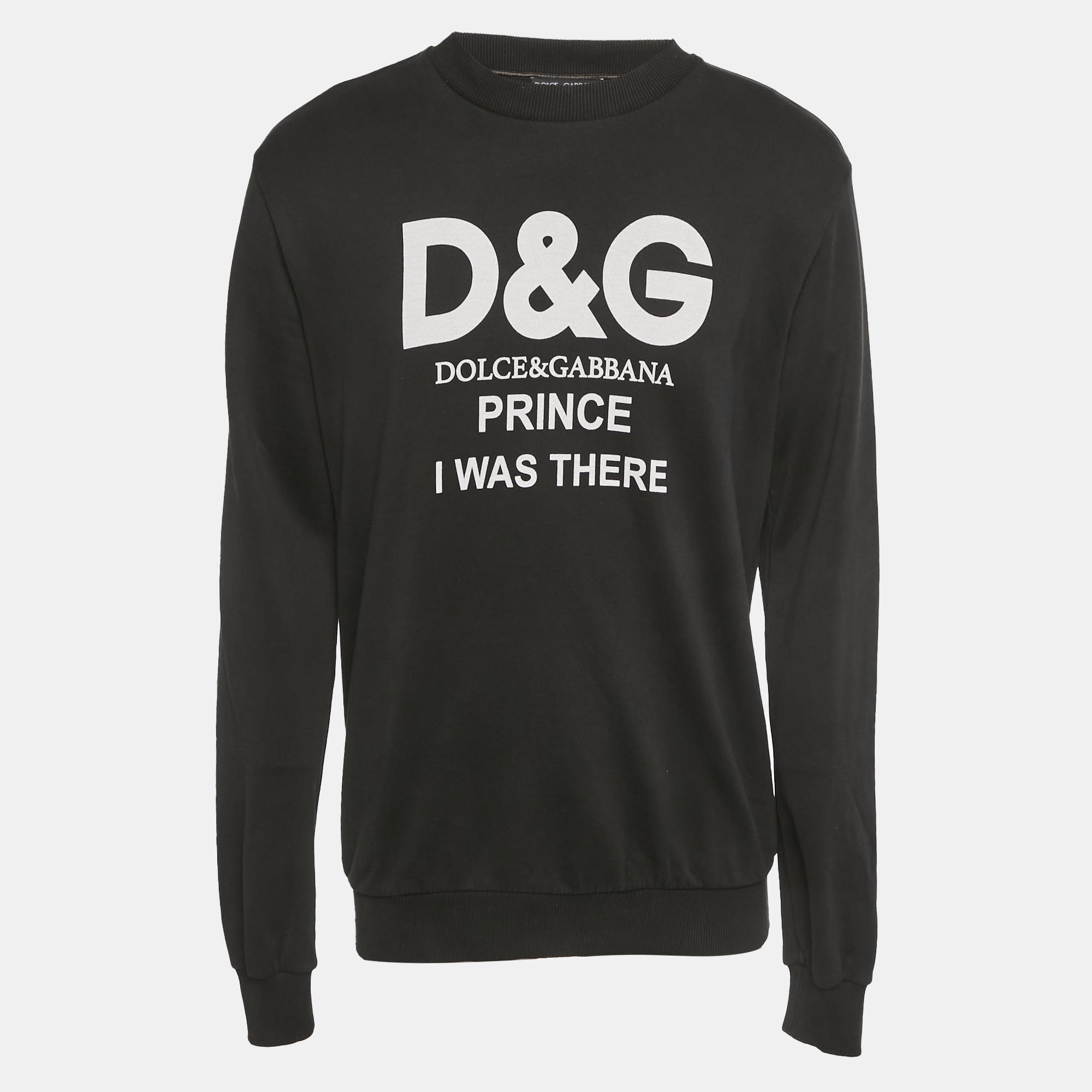 Pre-owned Dolce & Gabbana Black Logo Print Cotton Knit Sweatshirt L