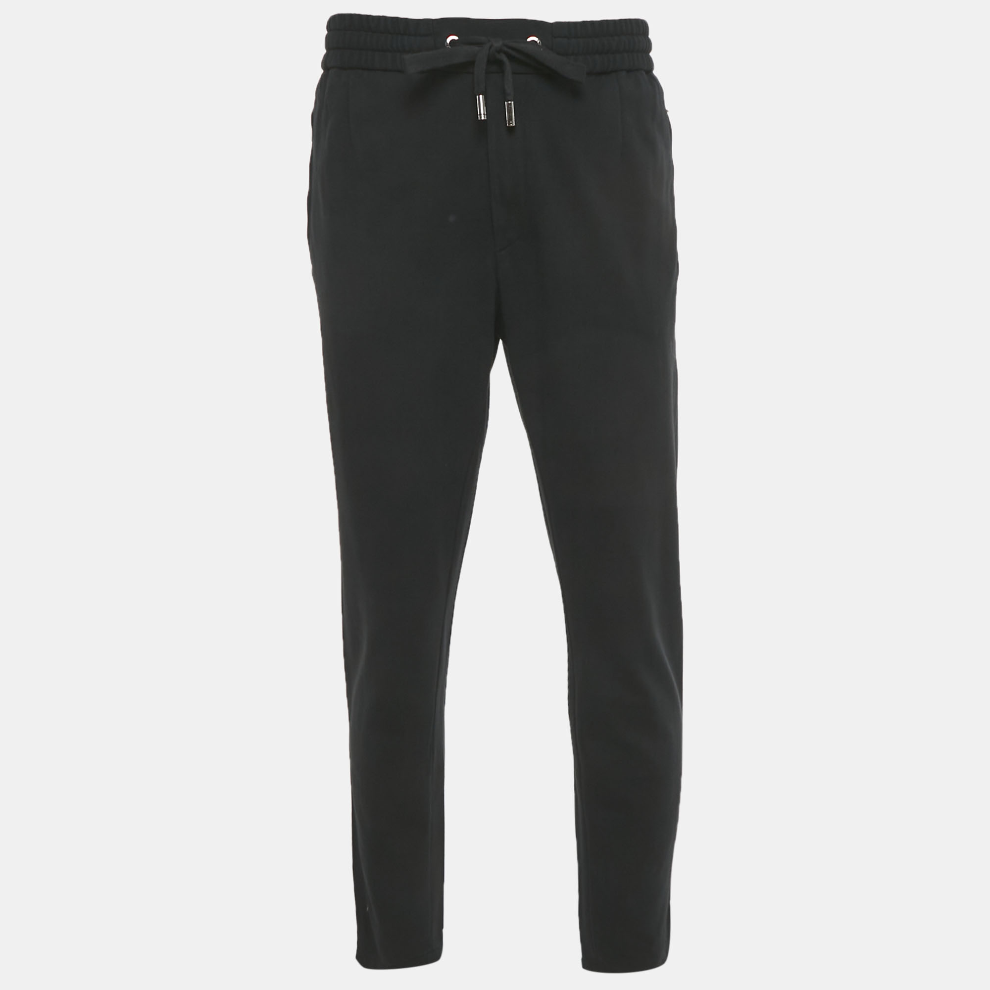 Pre-owned Dolce & Gabbana Black Logo Embroidered Knit Drawstring Trousers Xxxl