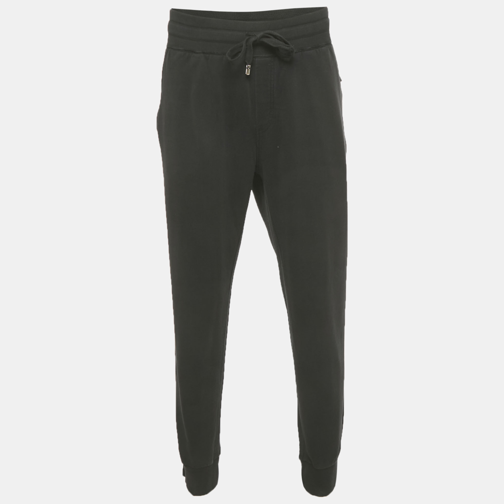 Pre-owned Dolce & Gabbana Black Cotton Logo Plaque Joggers 4xl