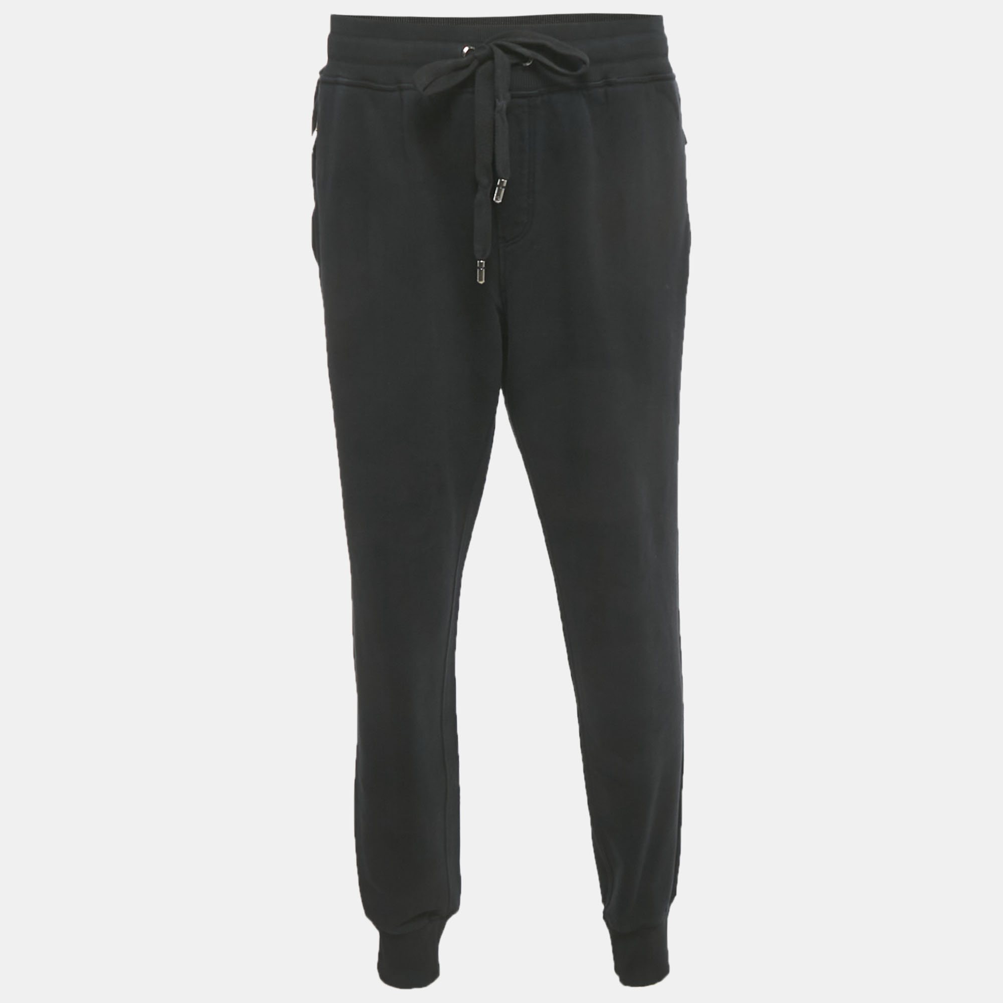 

Dolce & Gabbana Black Cotton Knit Jogger Pants 4XL