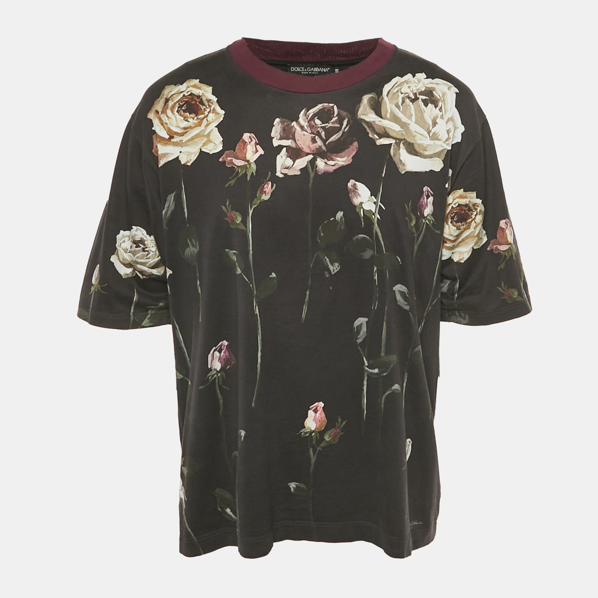 

Dolce & Gabbana Black Floral Print Jersey T-Shirt M, Brown
