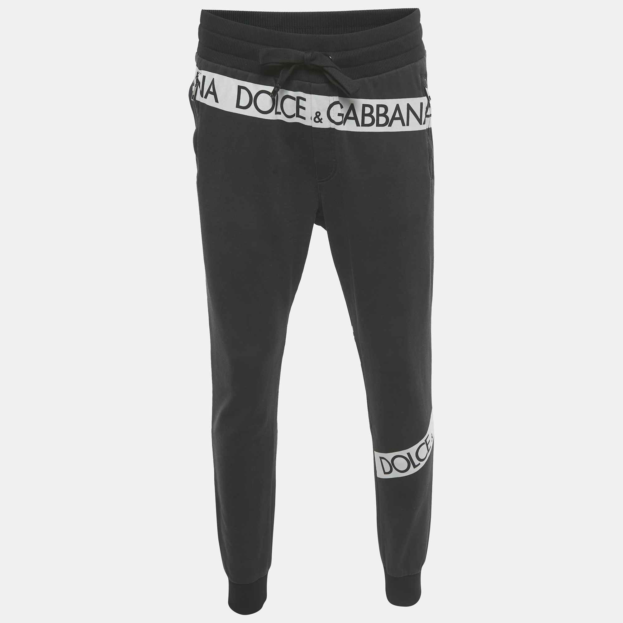 

Dolce & Gabbana Black Logo Print Cotton Jogger Pants XL