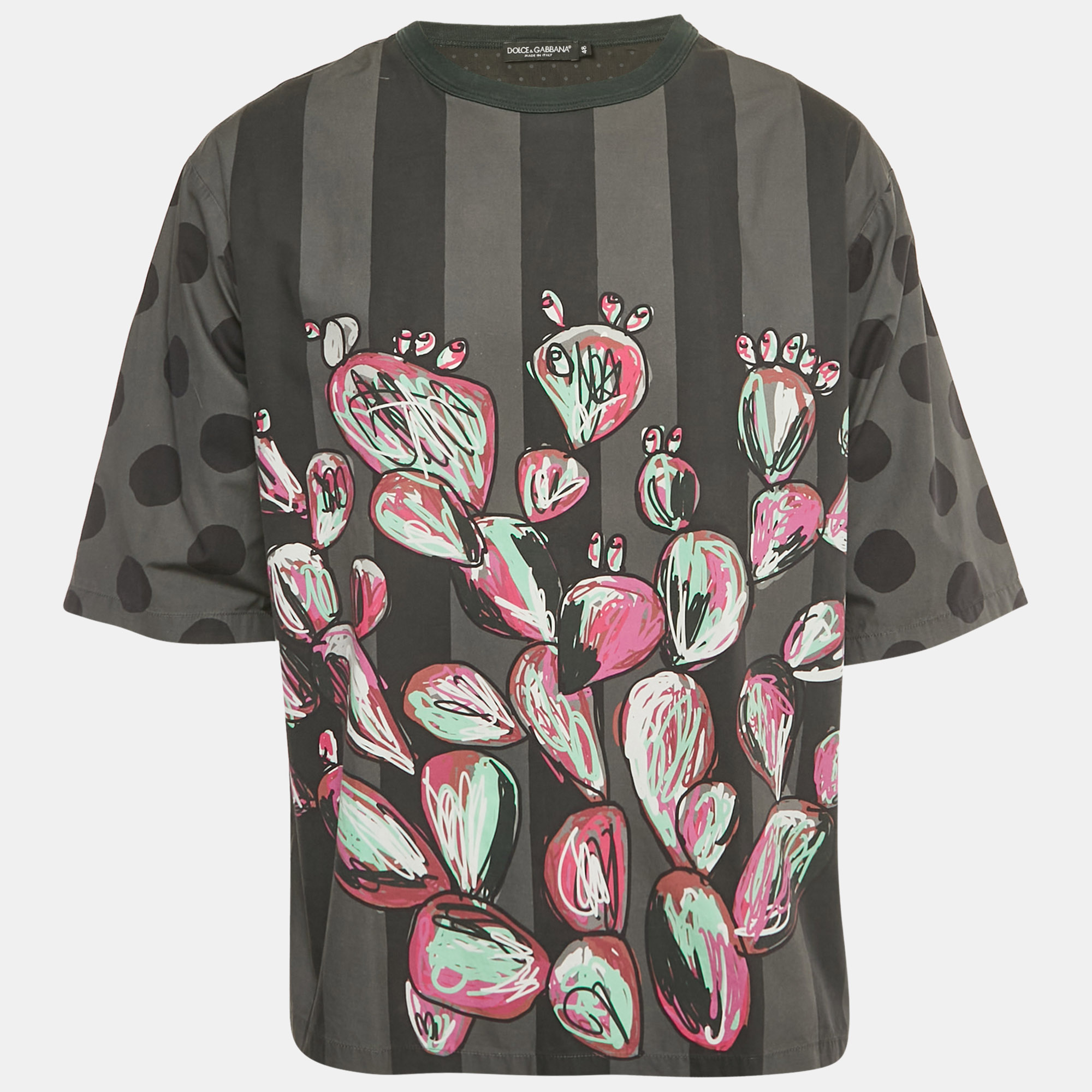 

Dolce & Gabbana Grey Printed Cotton Crewneck T-Shirt M