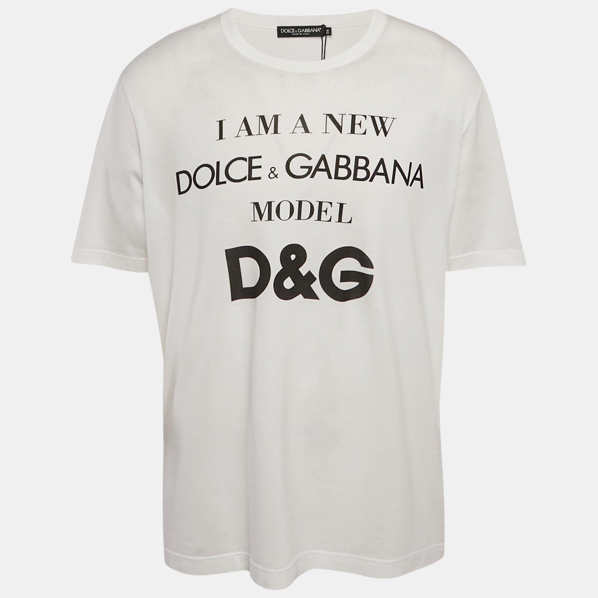 

Dolce & Gabbana White Logo Model printed Cotton Knit T-Shirt 3XL
