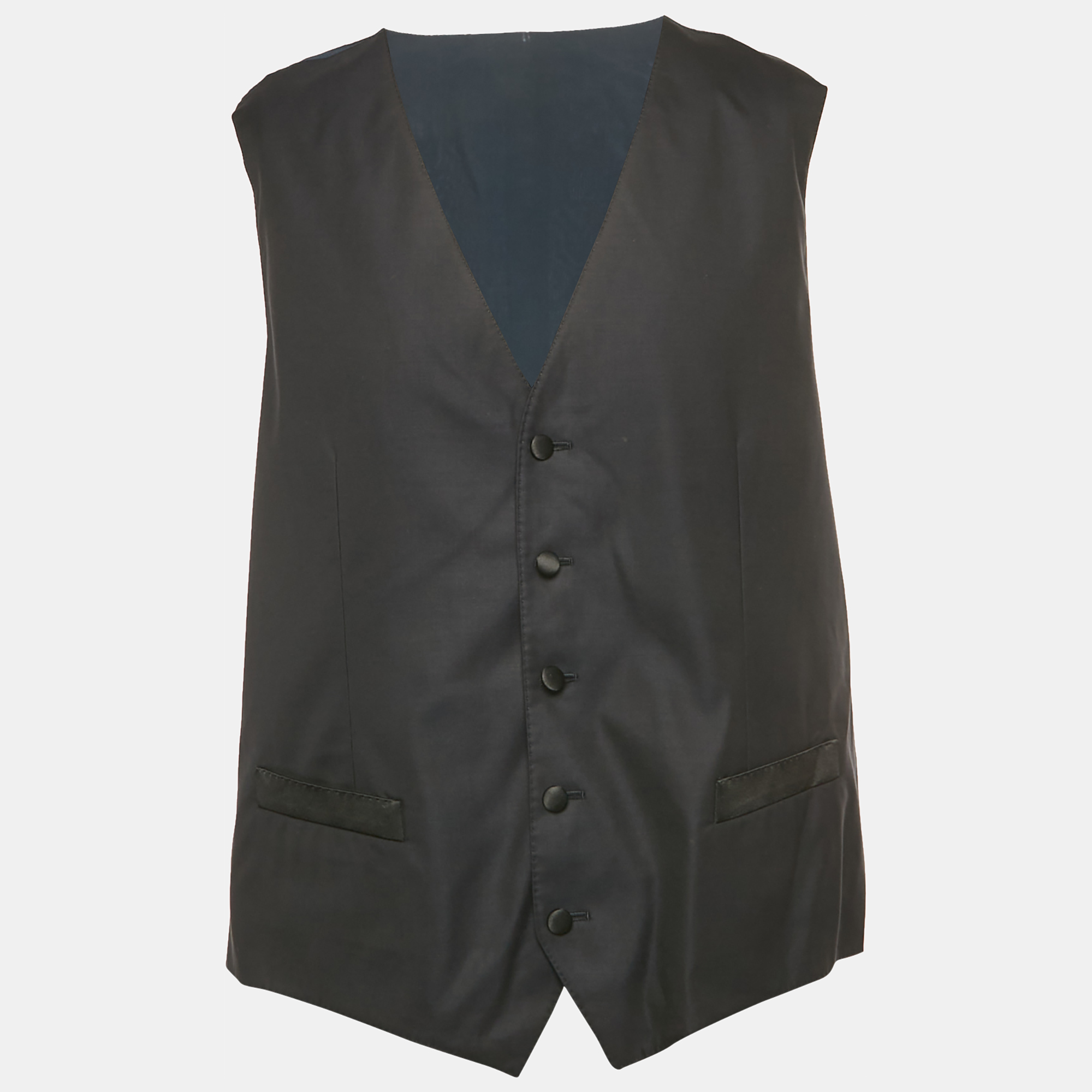 

Dolce & Gabbana Navy Blue Wool and Silk Formal Vest XXXL