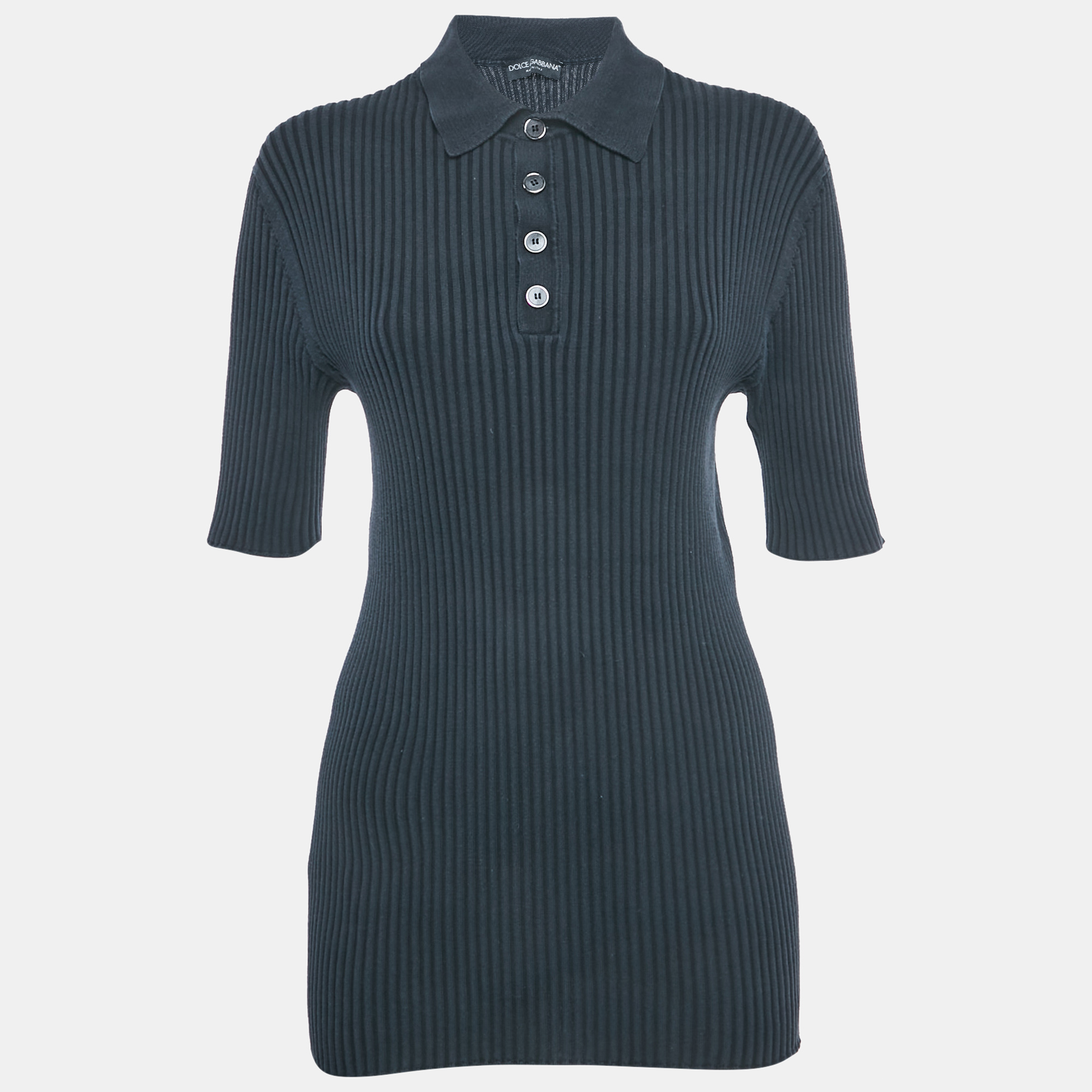 

Dolce & Gabbana Navy Blue Rib Knit T-Shirt XXL