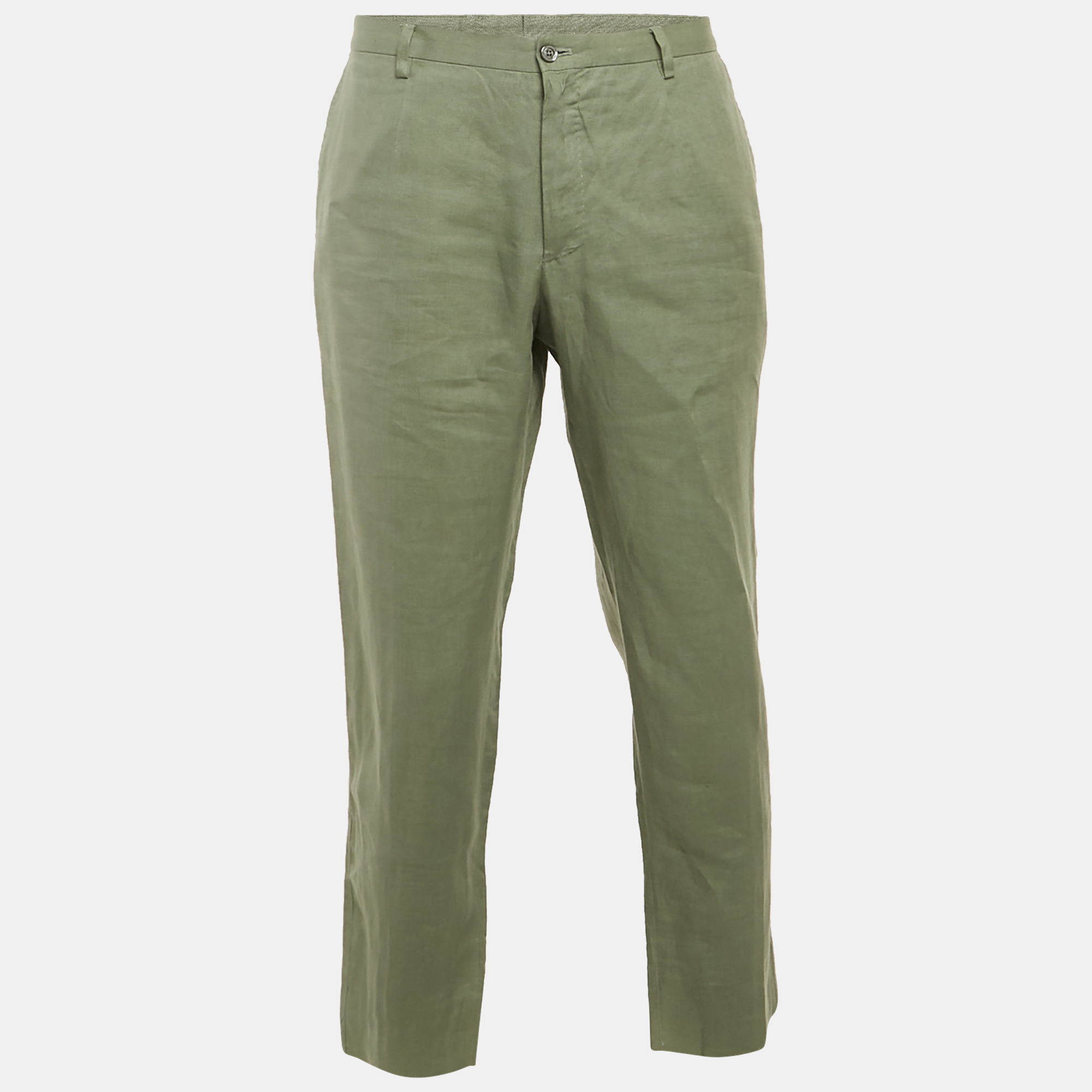 

Dolce & Gabbana Sage Green Linen Trousers XXL