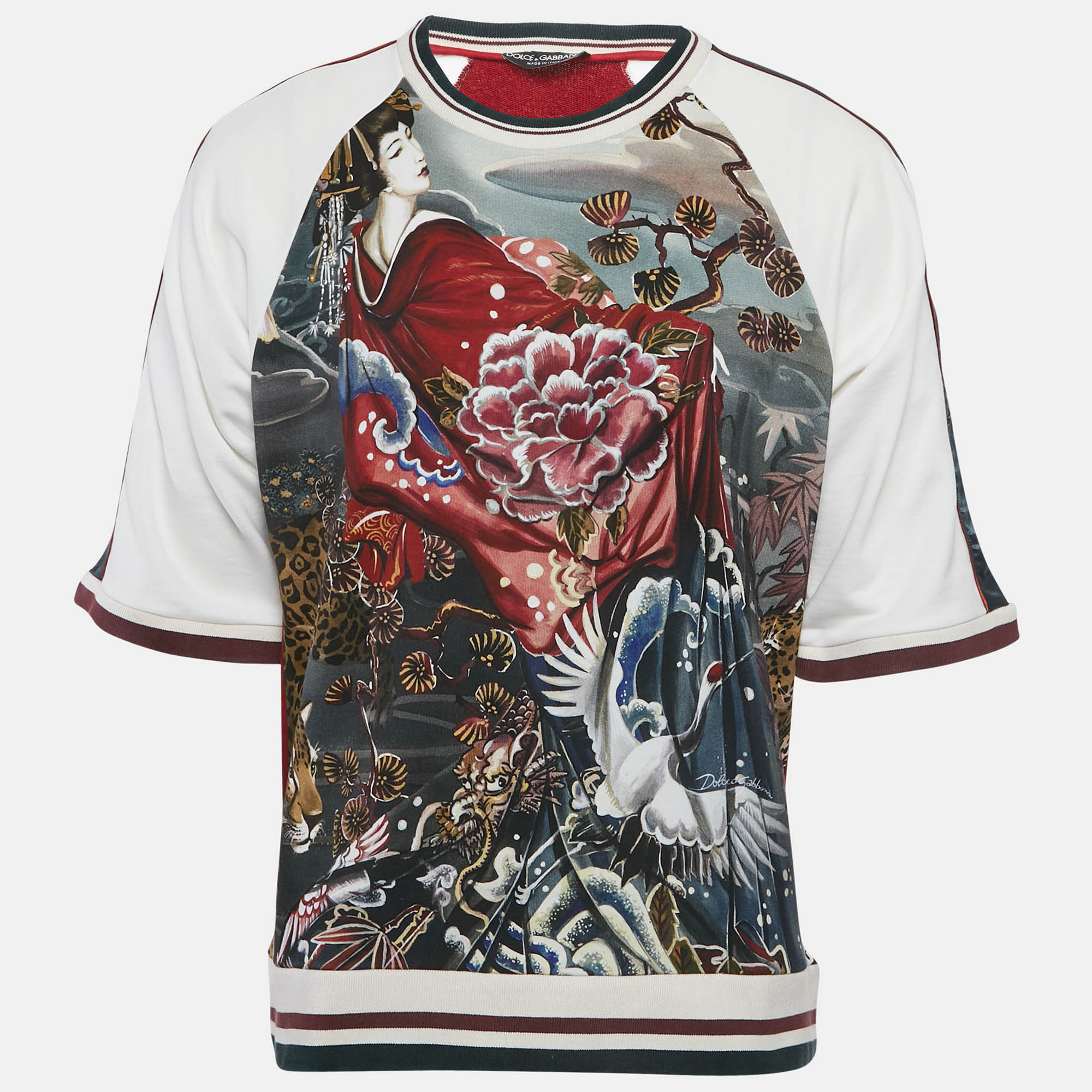 

Dolce & Gabbana Multicolor Graphic Printed Cotton Knit Crew Neck Pullover S