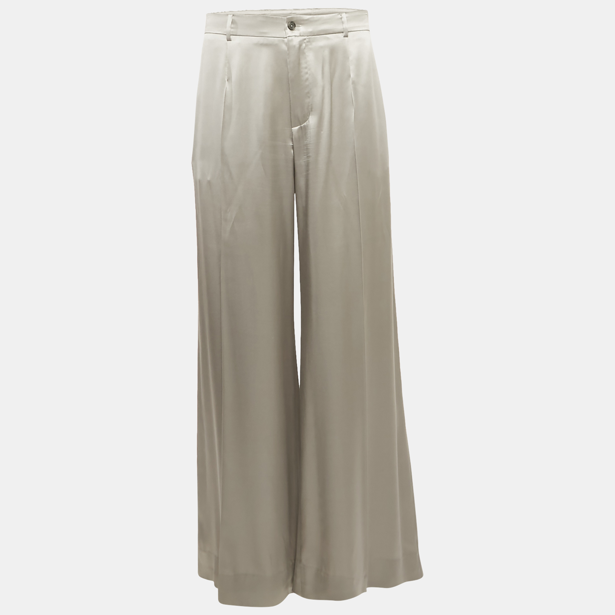 

Dolce & Gabbana Grey Satin Wide-Leg Trousers L