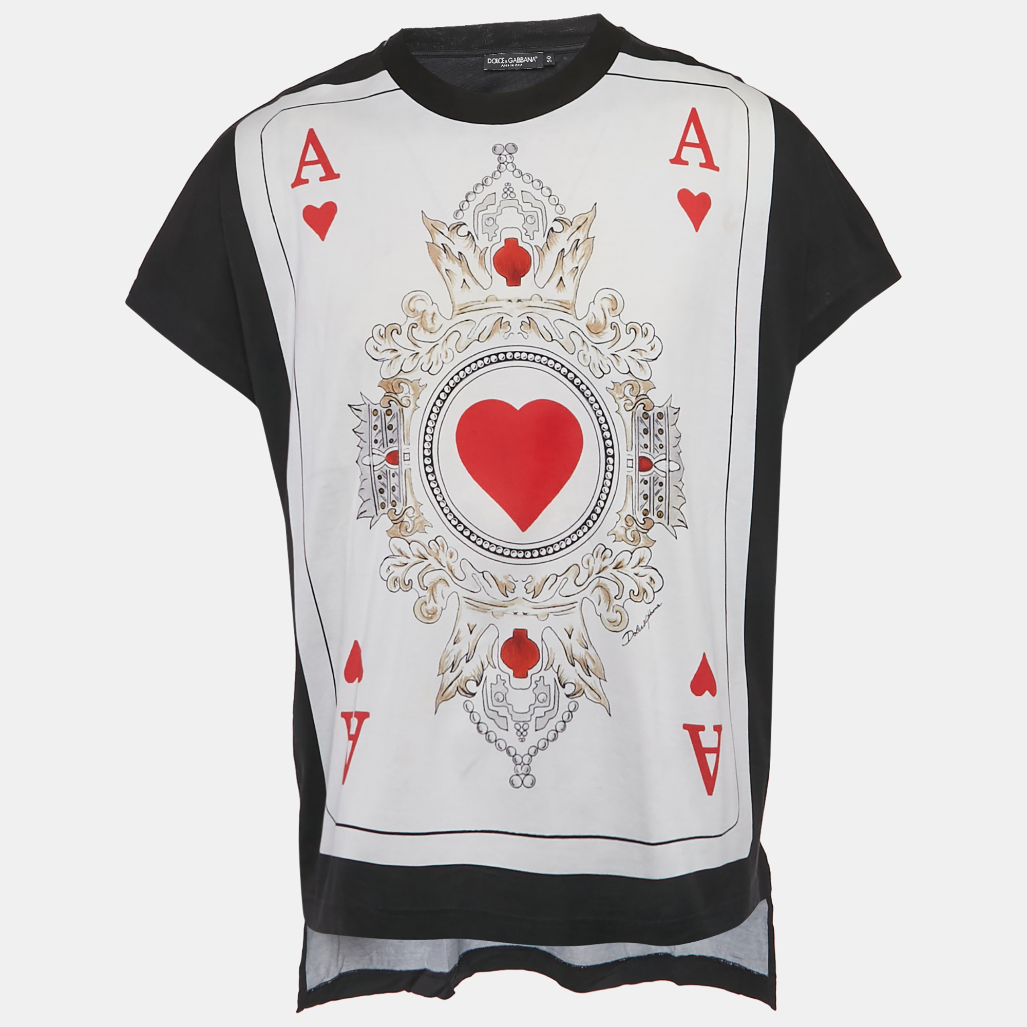 

Dolce & Gabbana Blue Card Print Jersey T-Shirt L, Black