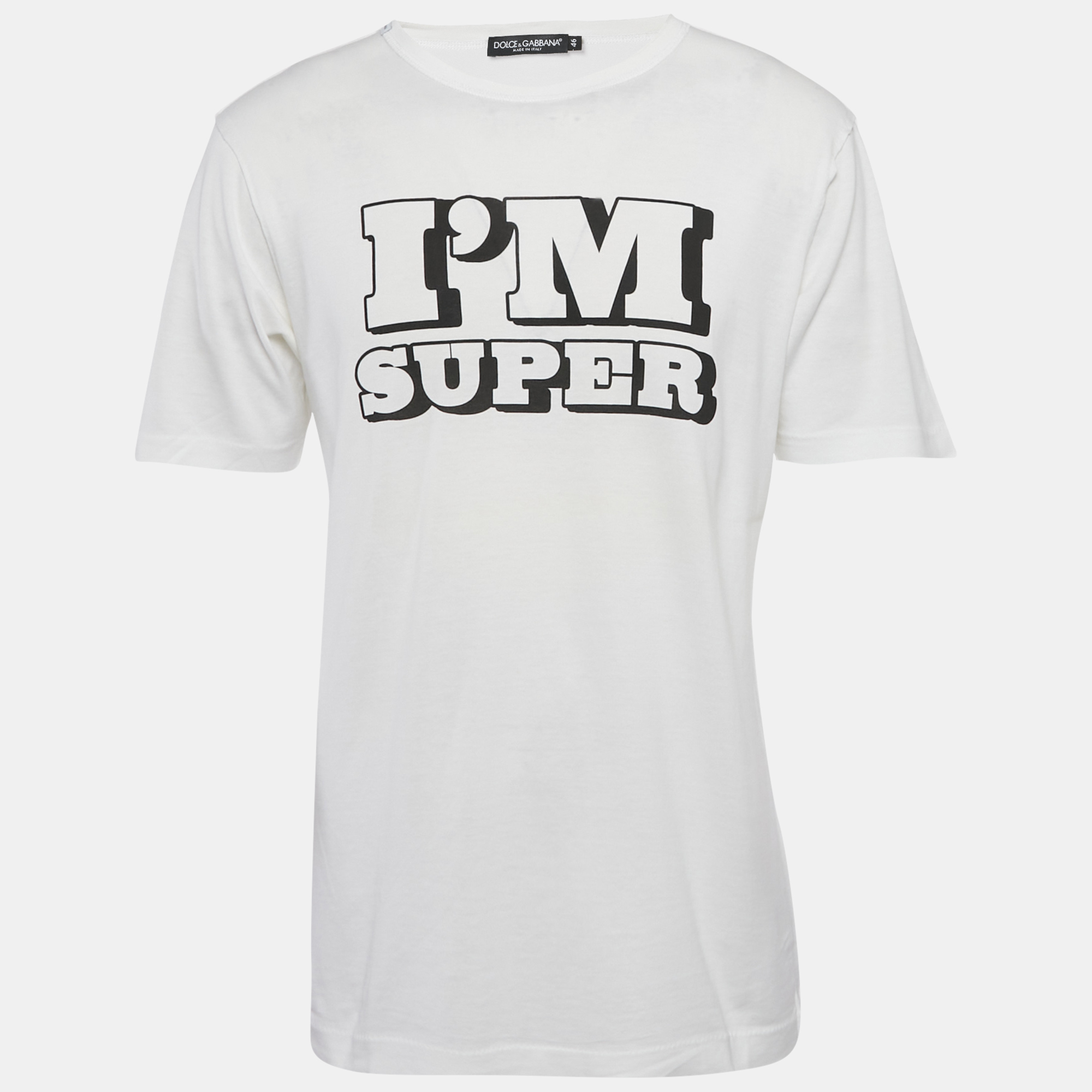 

Dolce & Gabbana White Printed Jersey T-Shirt S