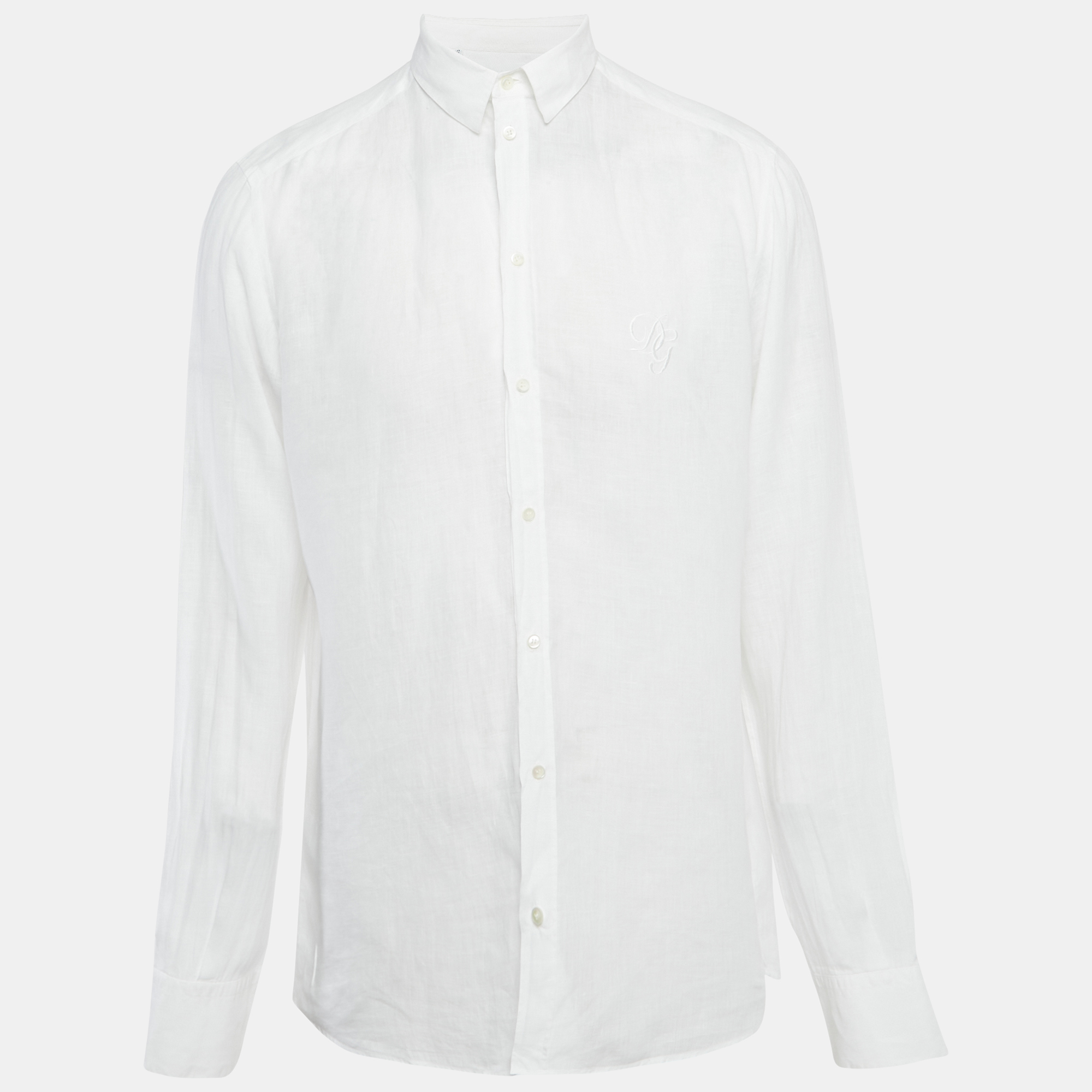 

Dolce & Gabbana Martini White Linen Regular Fit Shirt XL