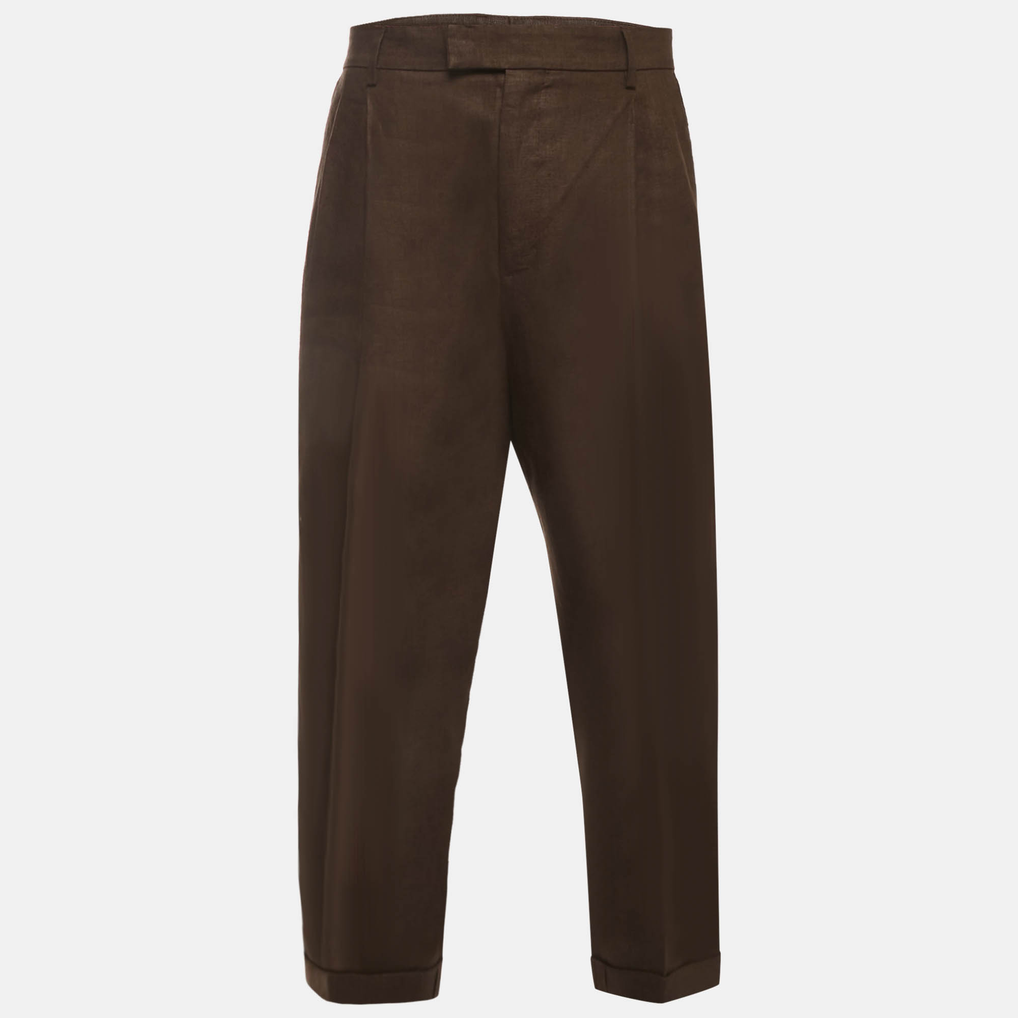 

Dolce & Gabbana Brown Linen Pleated Trousers M