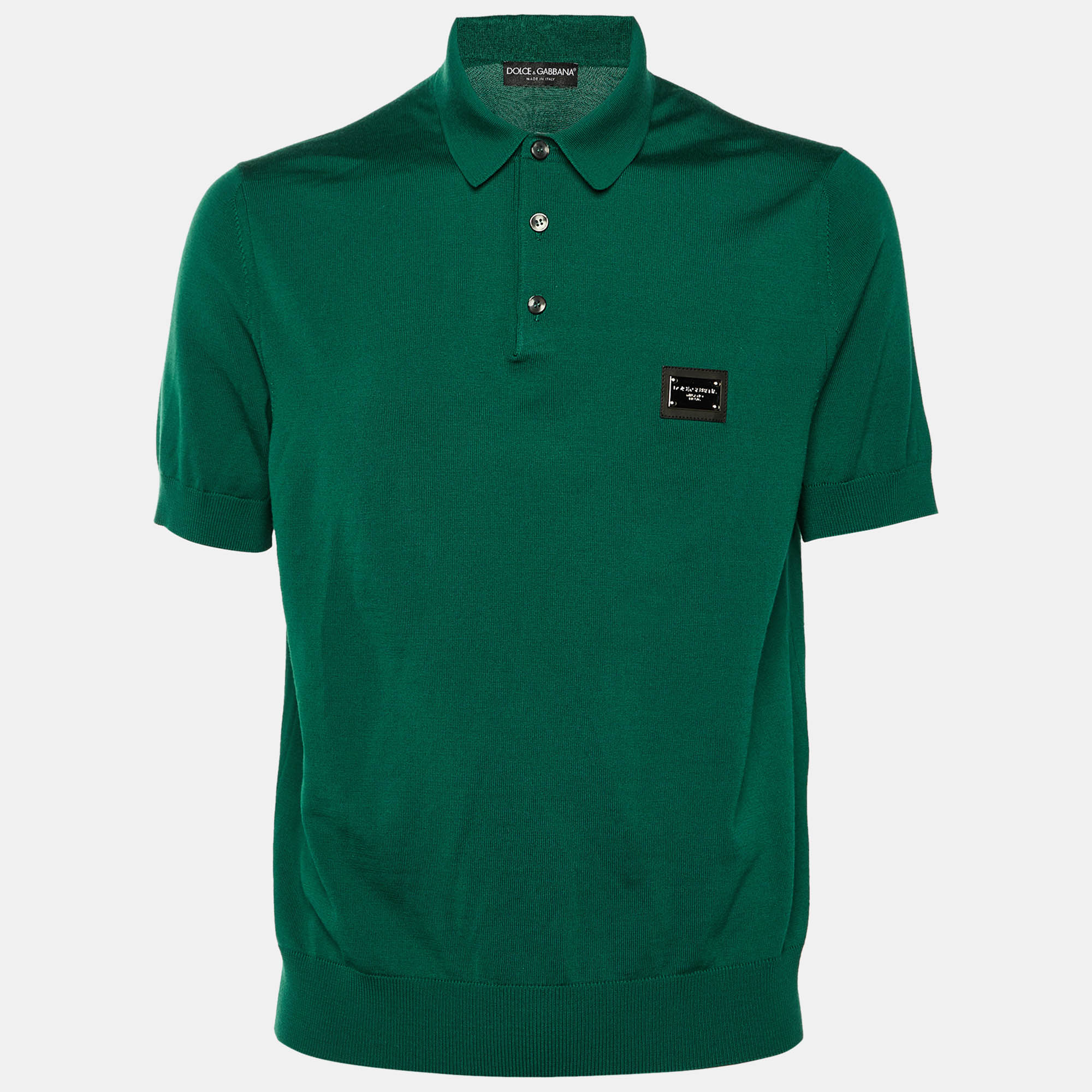 

Dolce & Gabbana Green Wool Knit Polo T-Shirt L