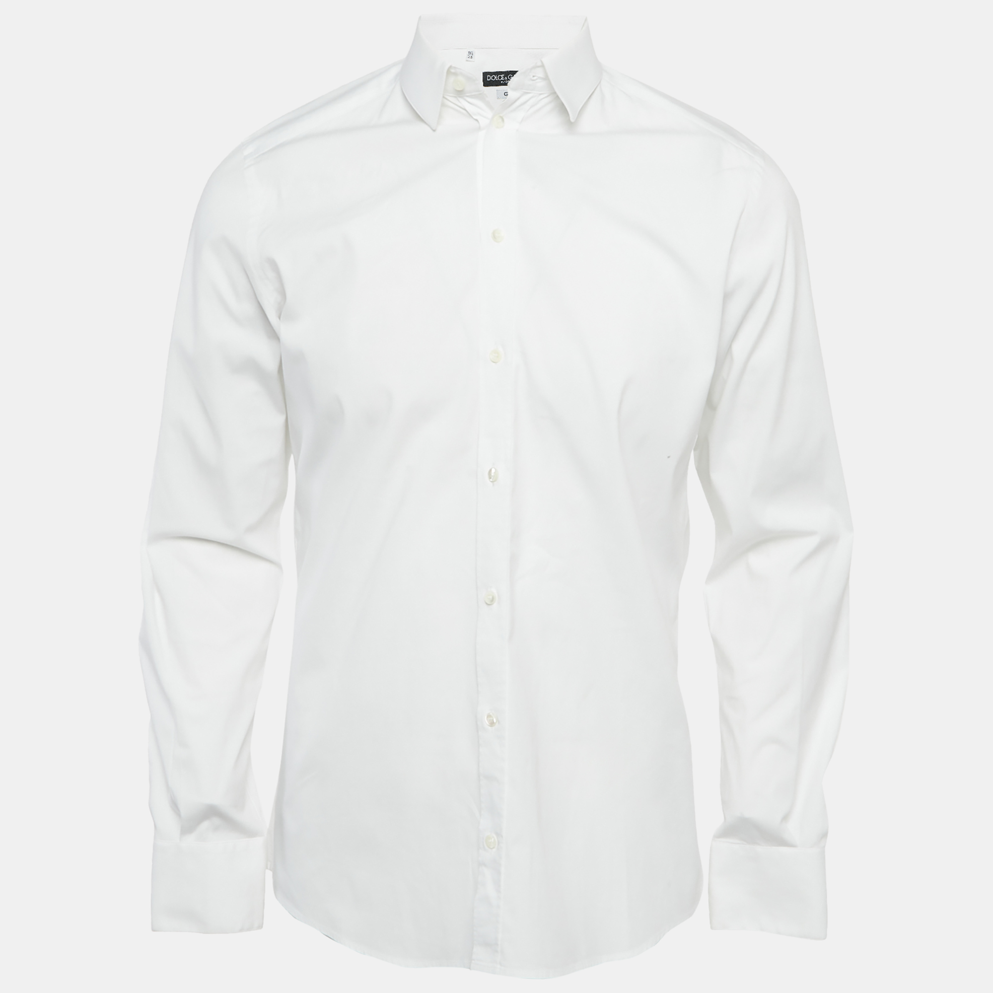 

Dolce & Gabbana Gold White Cotton Regular Fit Shirt M