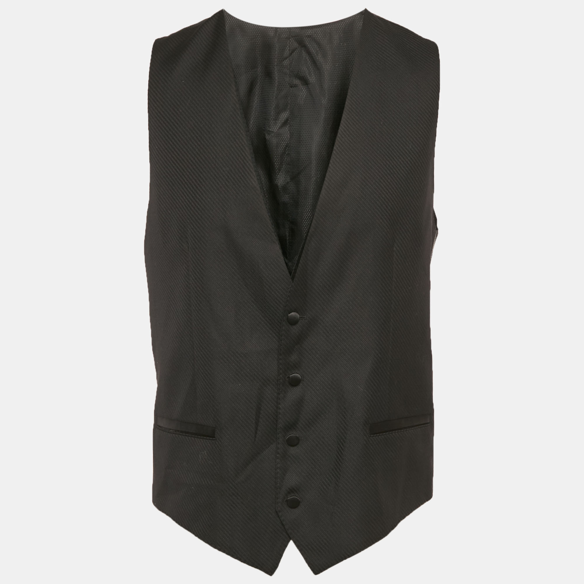 

Dolce & Gabbana Black Patterned Wool Waistcoat XL