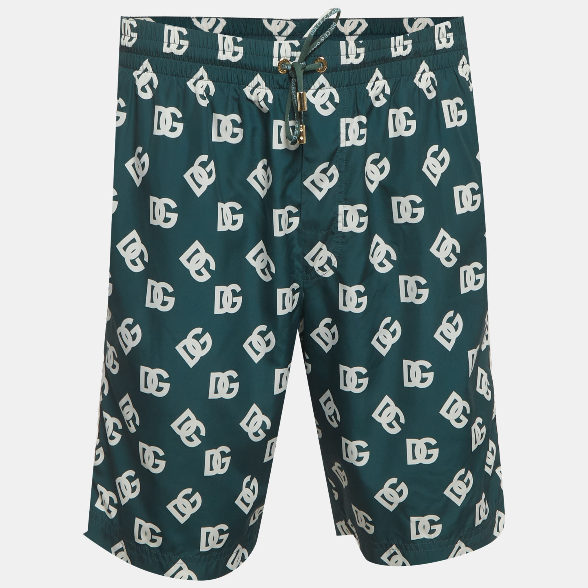 

Dolce & Gabbana Green DG Monogram Print Synthetic Swim Shorts L