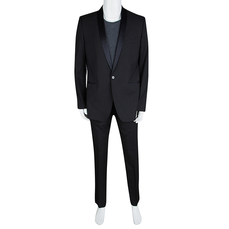 

Dolce and Gabbana Black Wool Blend Satin Trim Tuxedo Suit