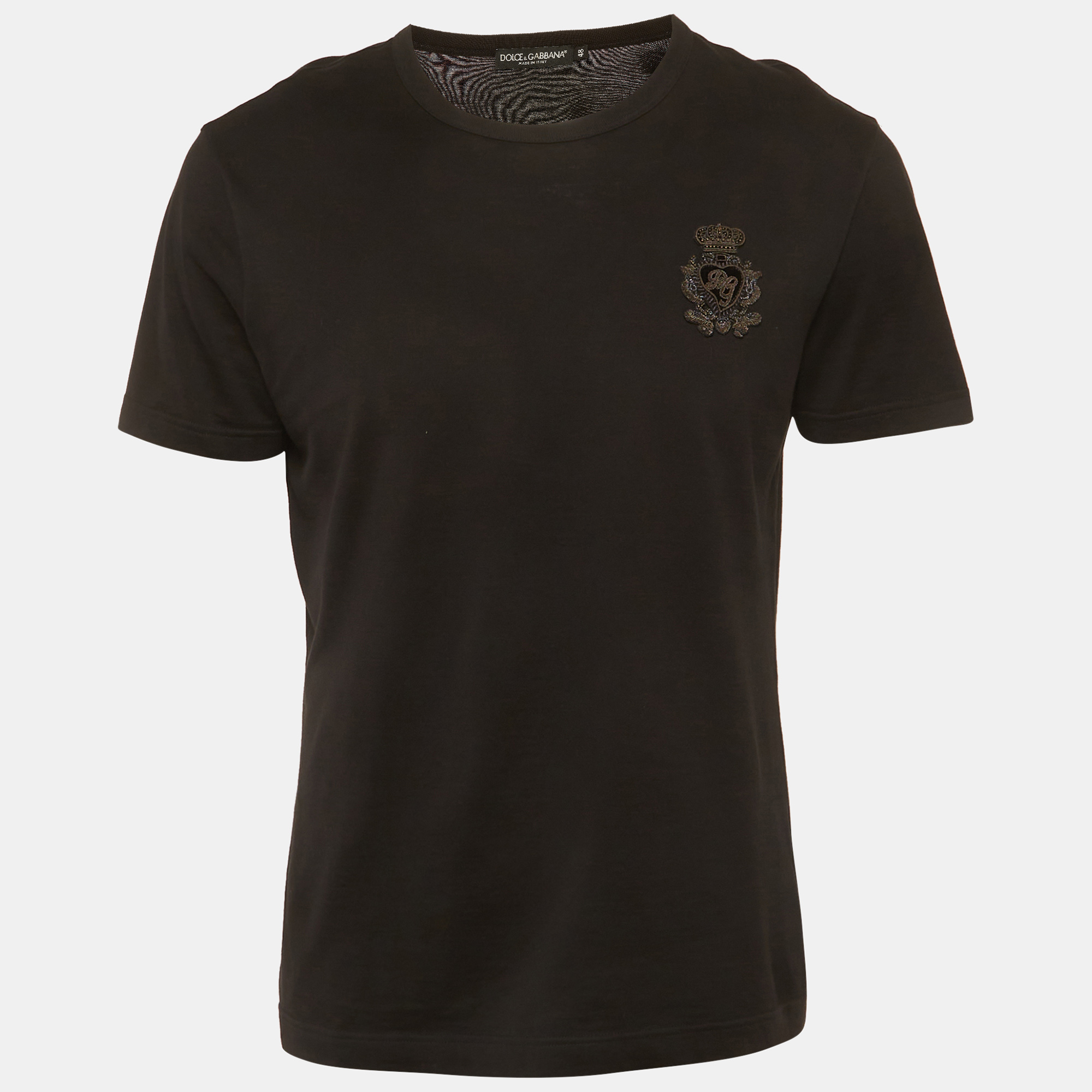 

Dolce & Gabbana Black Embroidered Jersey T-Shirt M