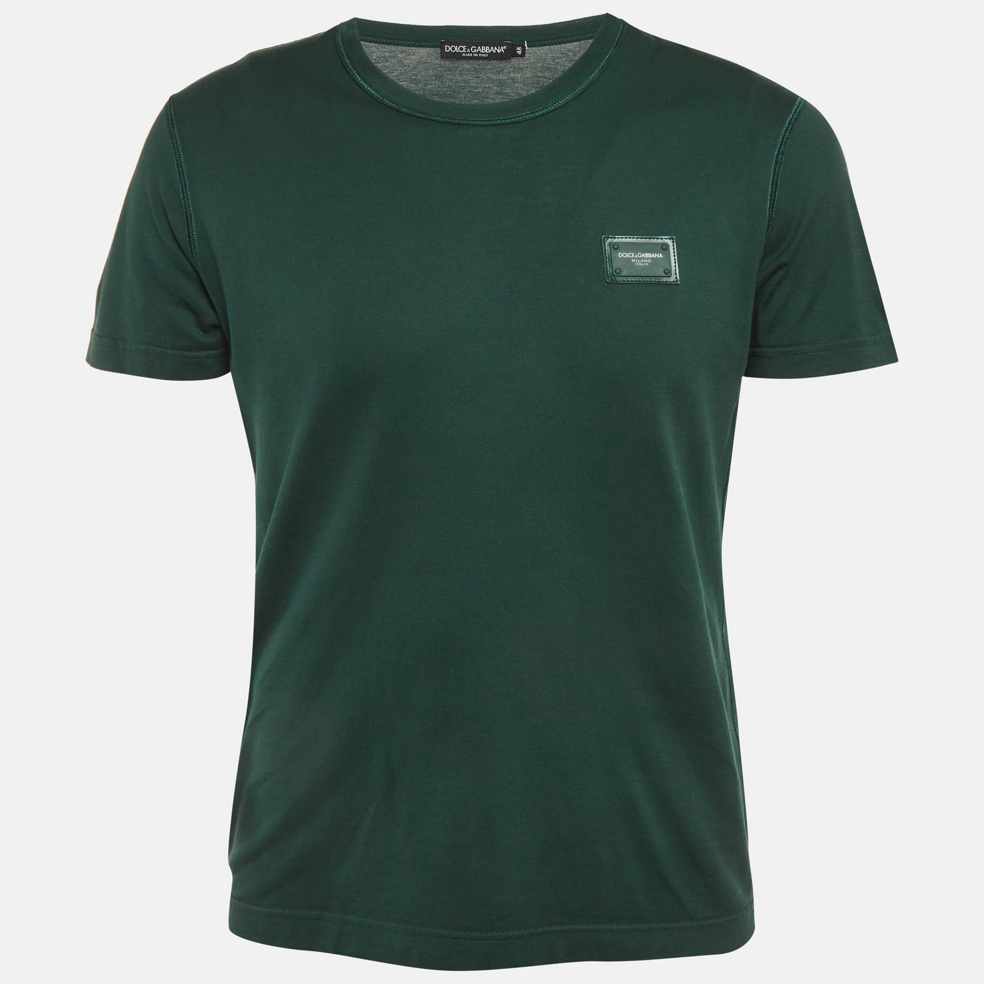 

Dolce & Gabbana Green Logo Plaque Jersey T-Shirt M
