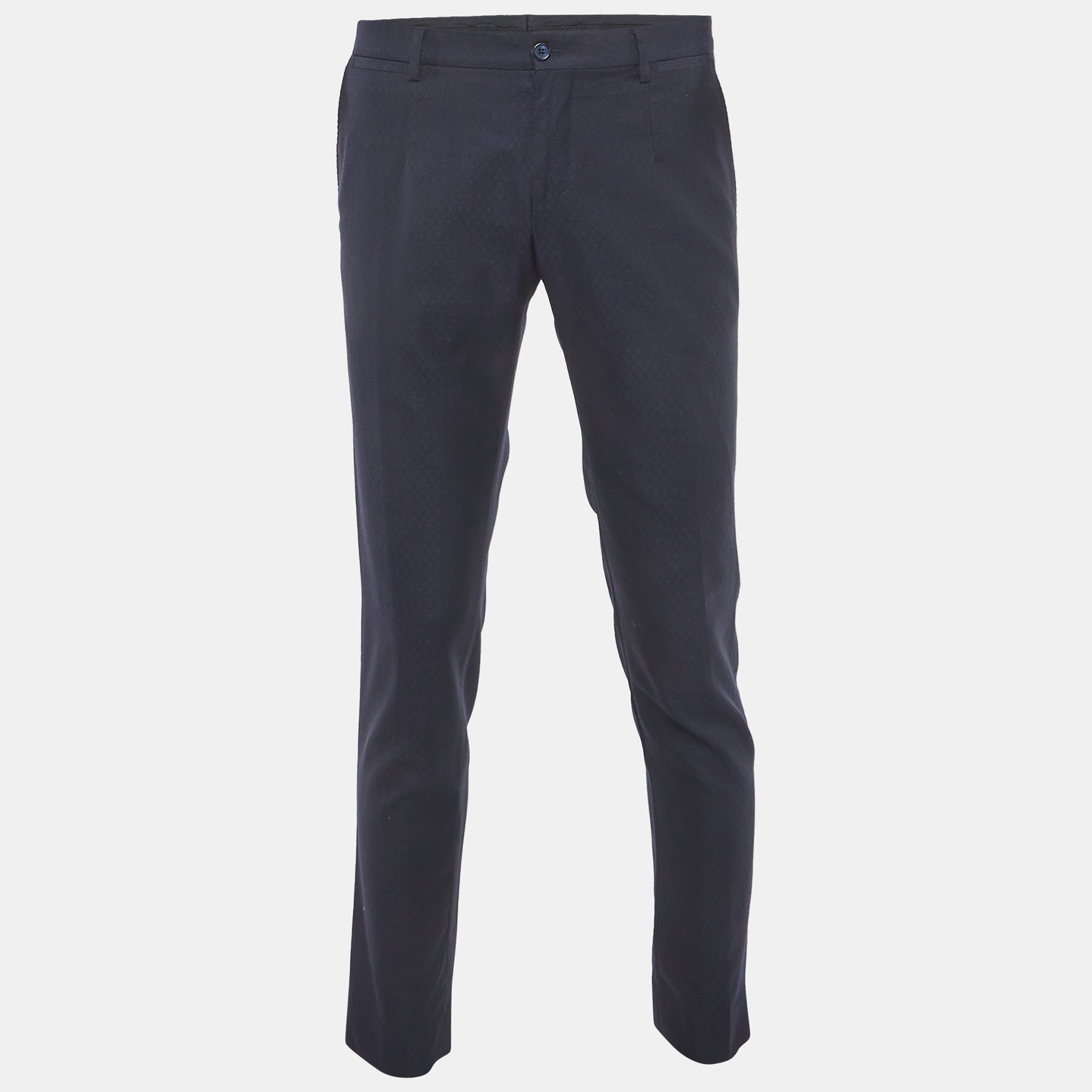 

Dolce & Gabbana Navy Blue Wool Regular Fit Trousers M