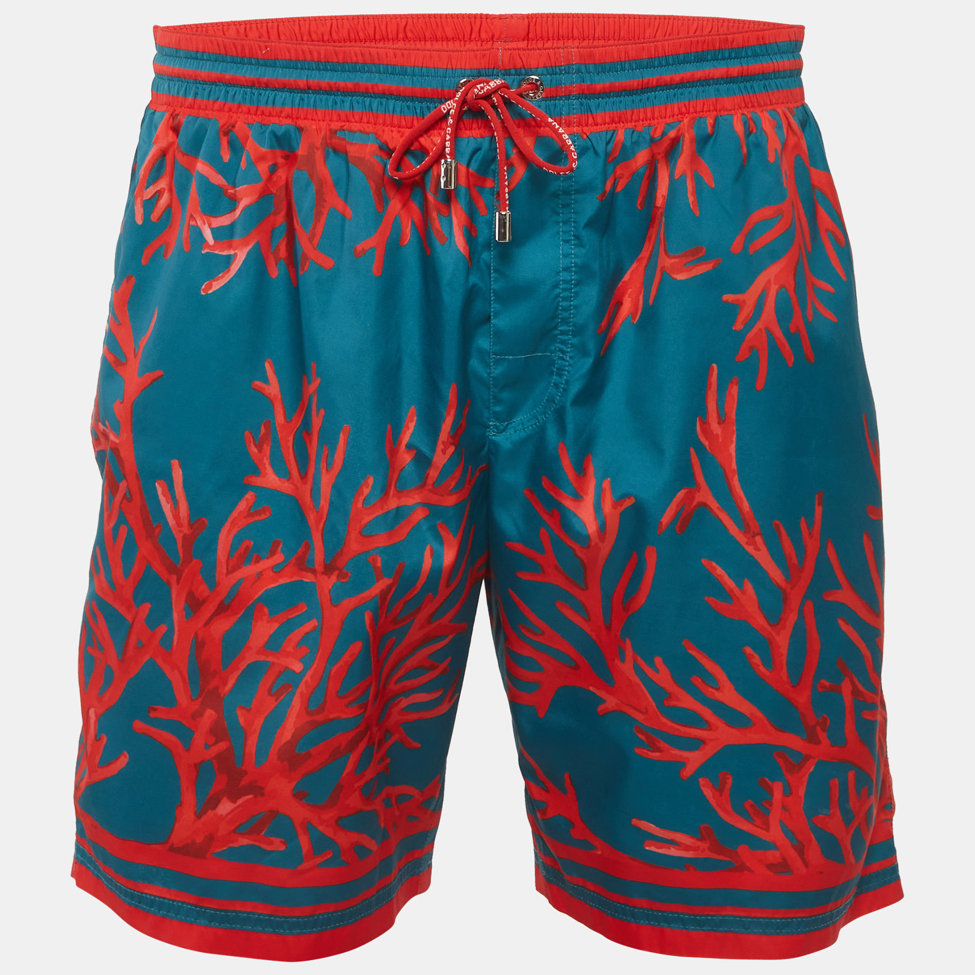 

Dolce & Gabbana Blue/Red Coral Print Synthetic Swim Shorts M